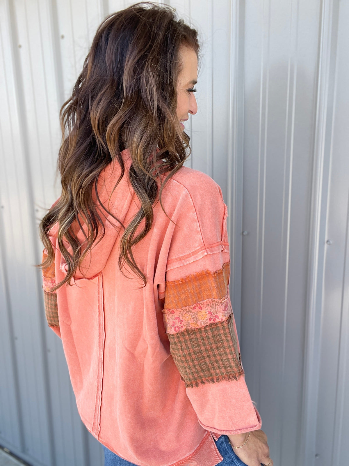 See The Truth Print Mix Hoodie In 5 Colors: Mocha, Green, Orange, Taupe, Ecru *Final Sale*