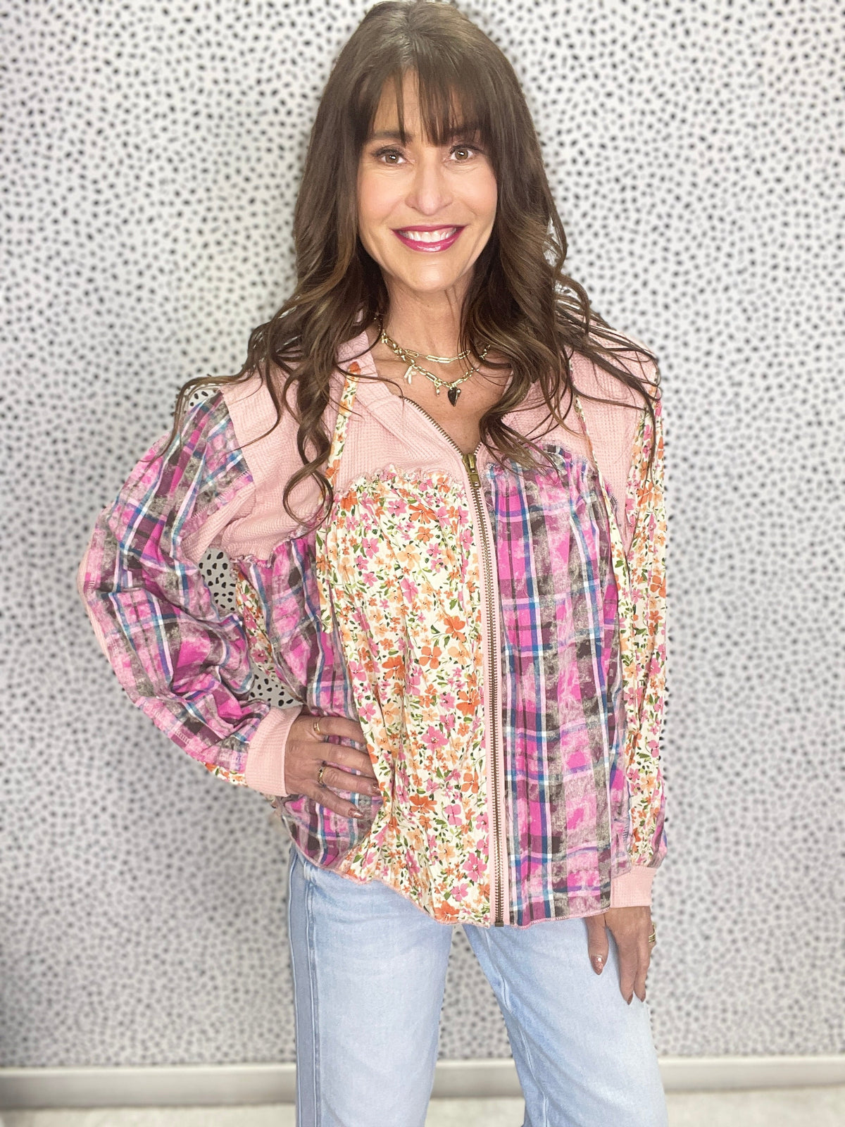 Pol Love And Beauty Long Sleeve Zip Up Shirt Jacket In 3 Colors