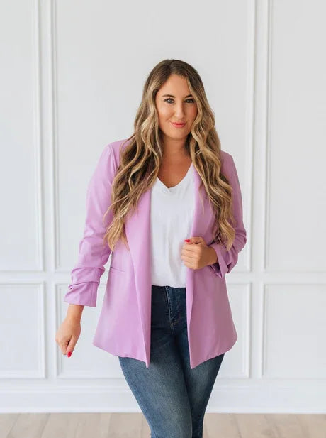 Out Of My Way Scrunch Sleeve Blazer In 3 Colors