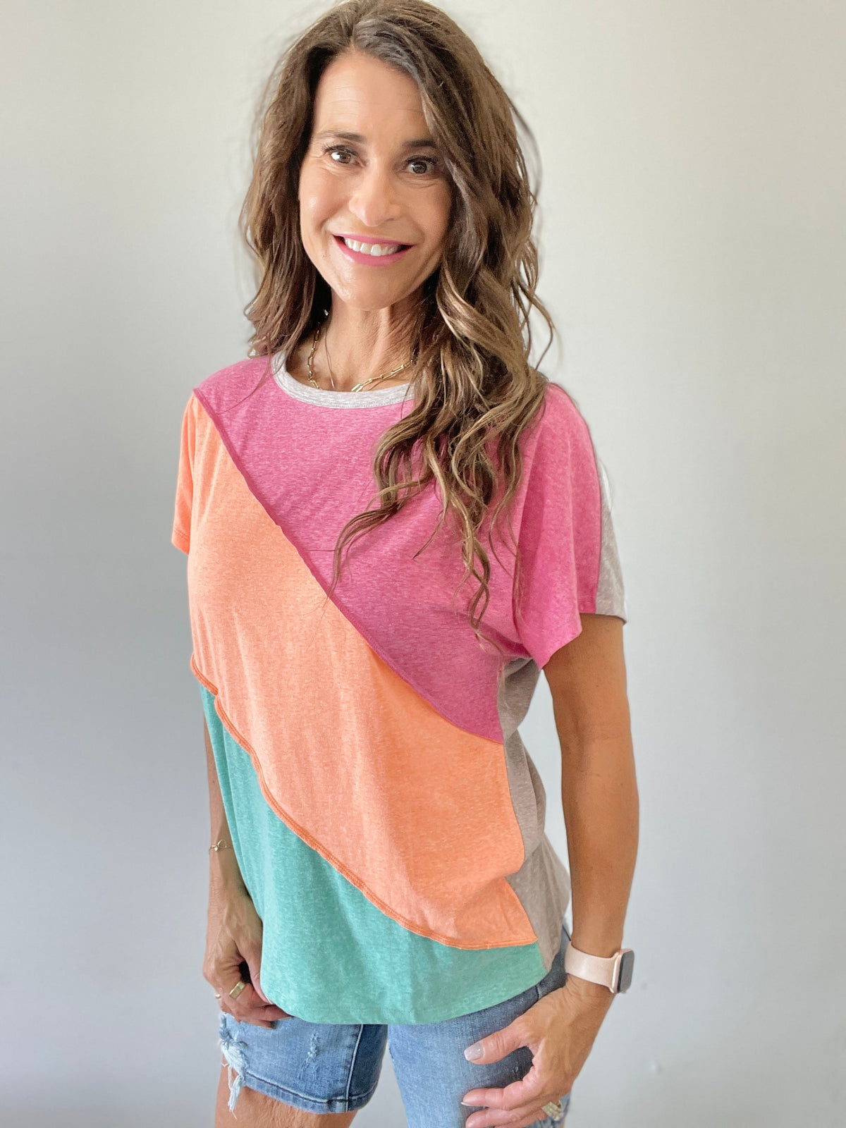 Sunrise Color Block Short Sleeve Top *Final Sale*
