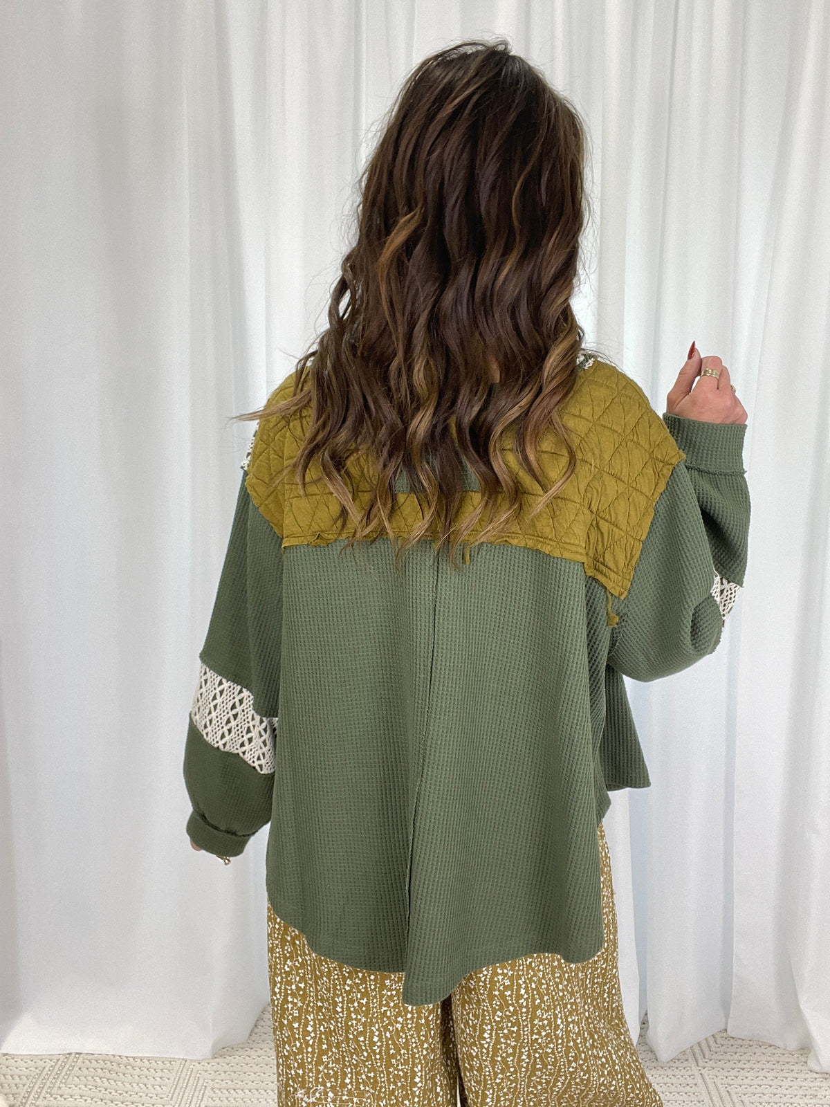 Quilted Charm Crochet Long Sleeve in 2 Colors *Final Sale*