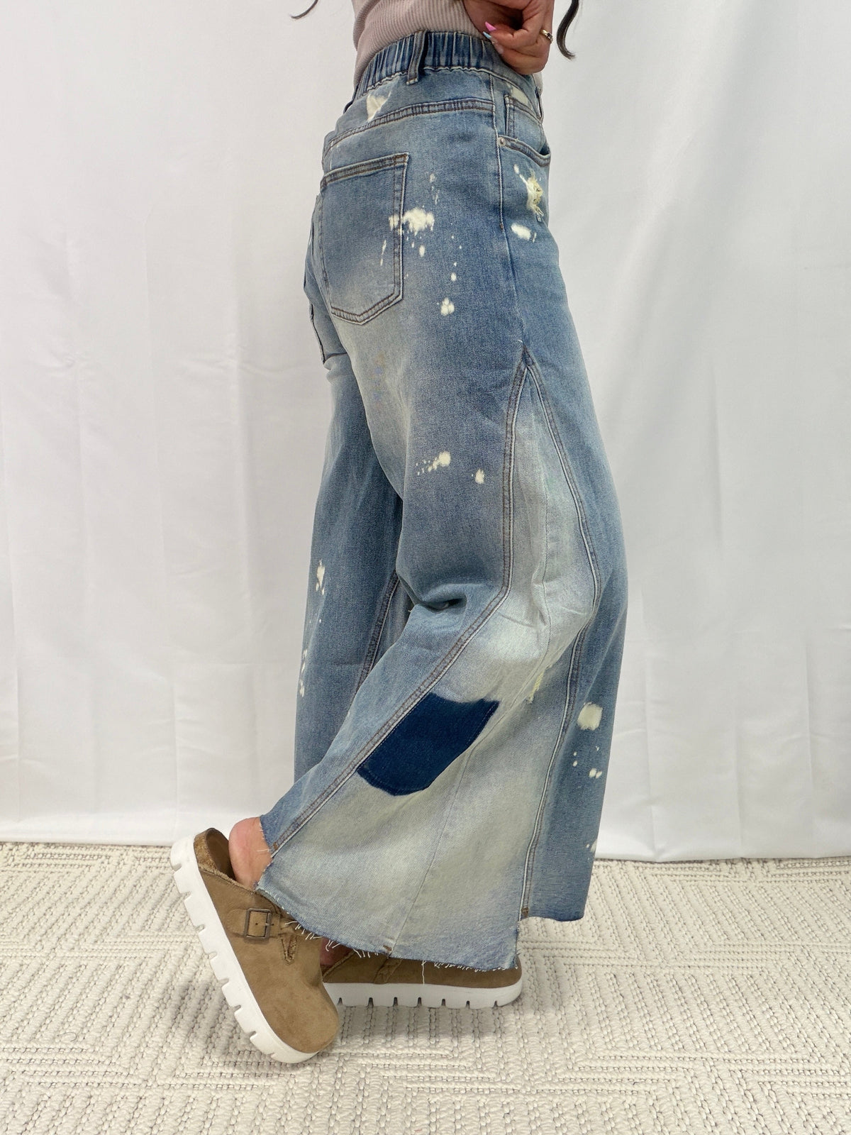 Oli & Hali Sidewalk Spotlight Bleached Wide Leg Jeans In Denim