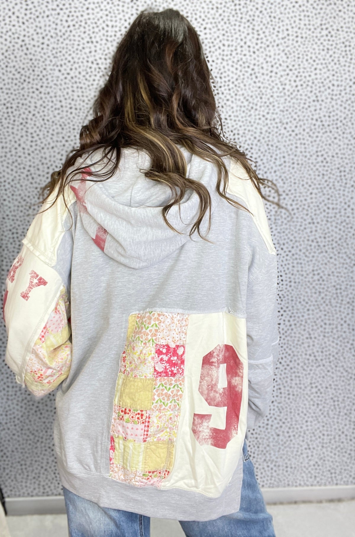 Oli & Hali All The Jazz Patchwork Detail Hoodie In Grey