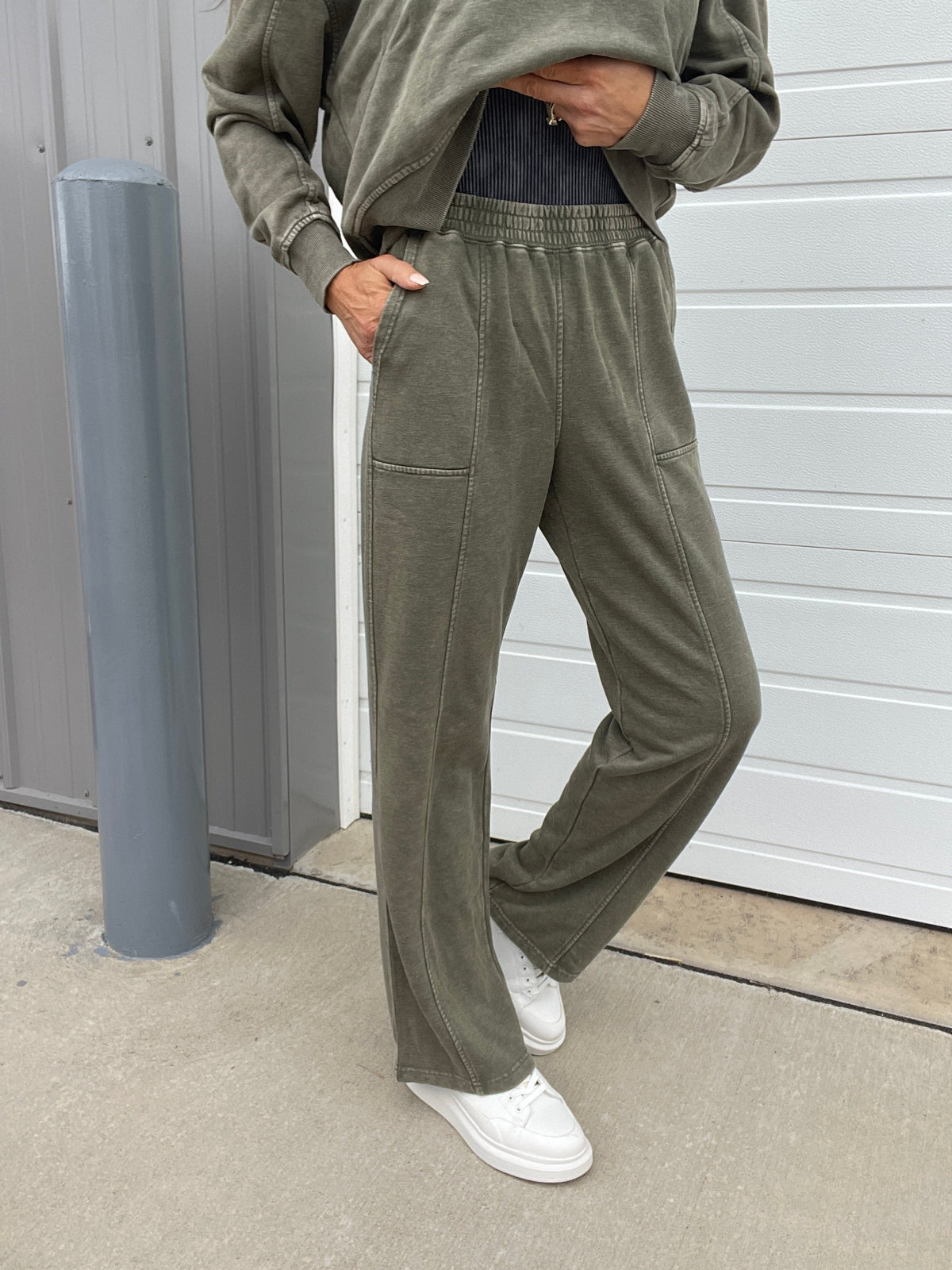 A Million Reasons Why Comfy Knit Full Length Straight Leg Pants In 6 Colors: Olive, Black, Mocha, Blue, Rose, Wine *Final Sale*