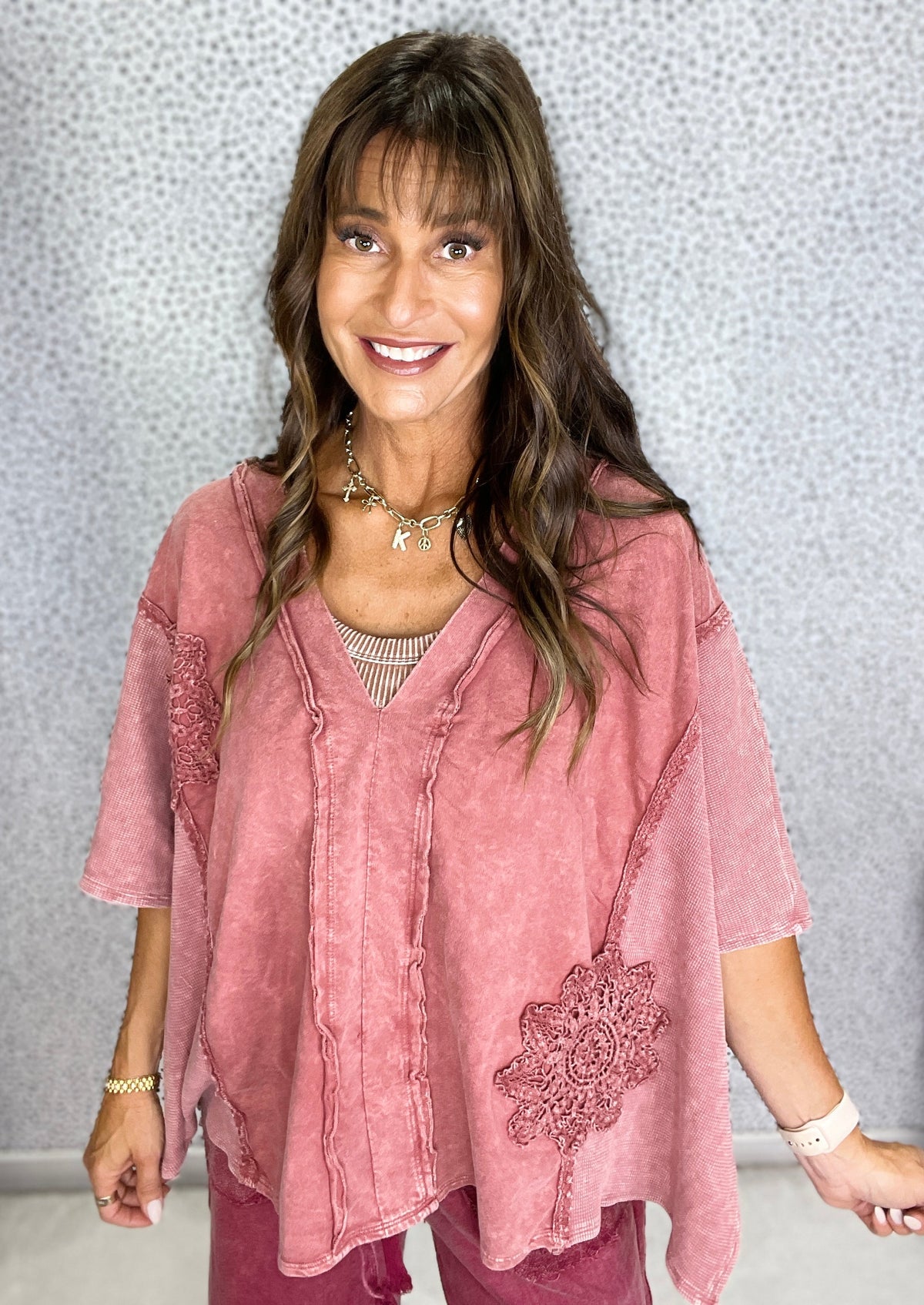 Pick A Date Mineral Washed Boho V-Neck Top In 5 Colors