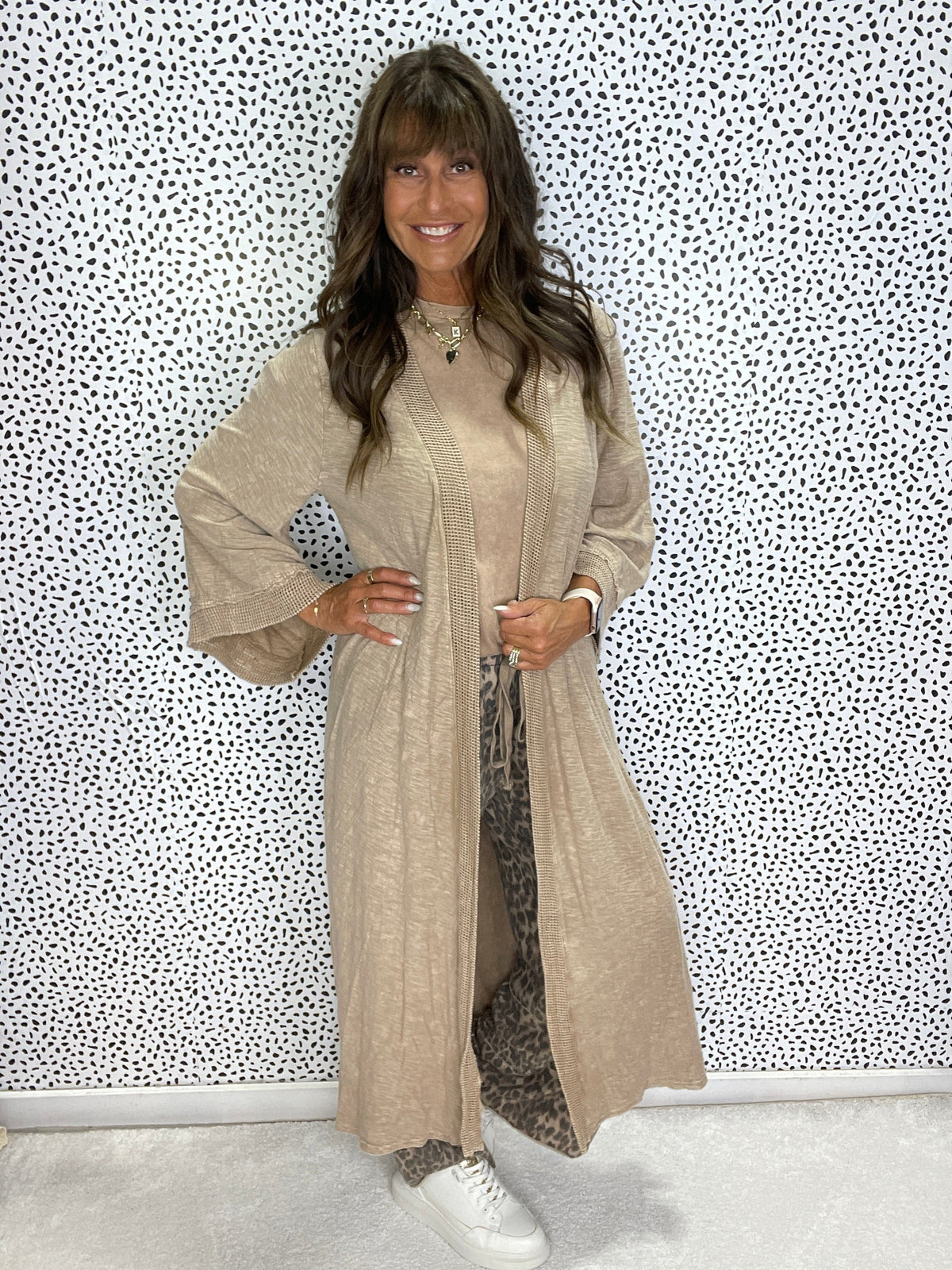 Off Duty Mineral Wash Kimono In Taupe *Final Sale*