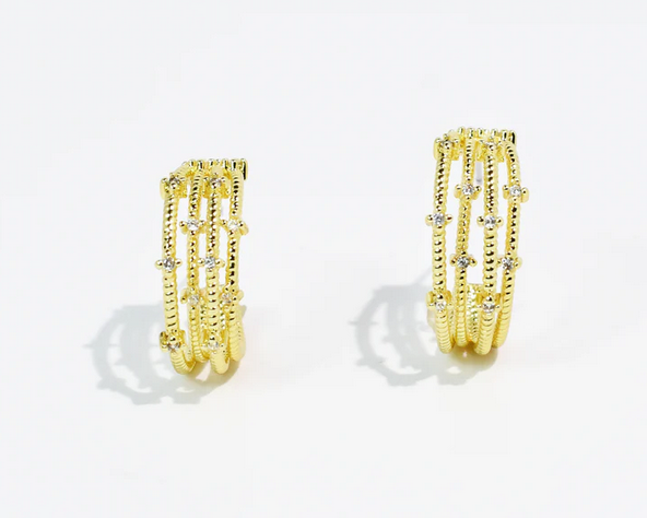 Golden Crystal Twist Hoops *Final Sale*