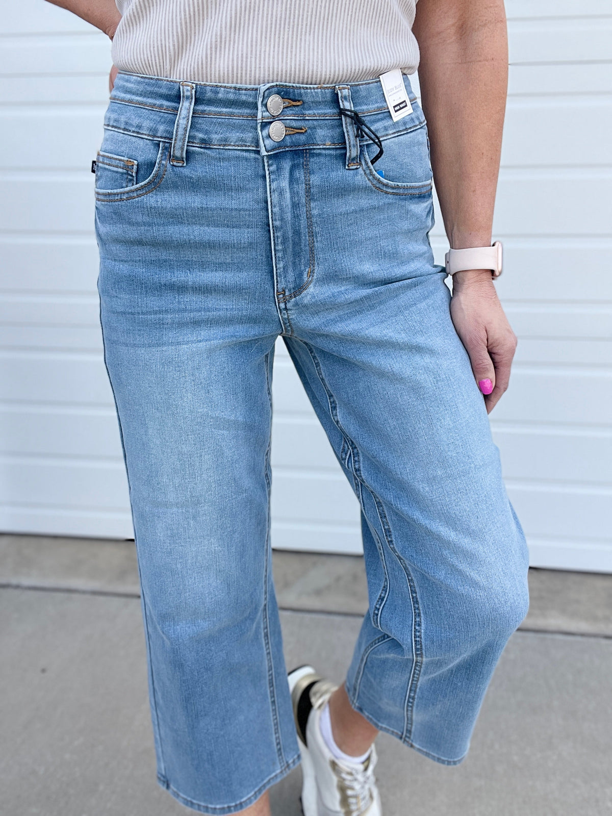 Judy Blue Sadie Double Button Wide Leg Crop 616