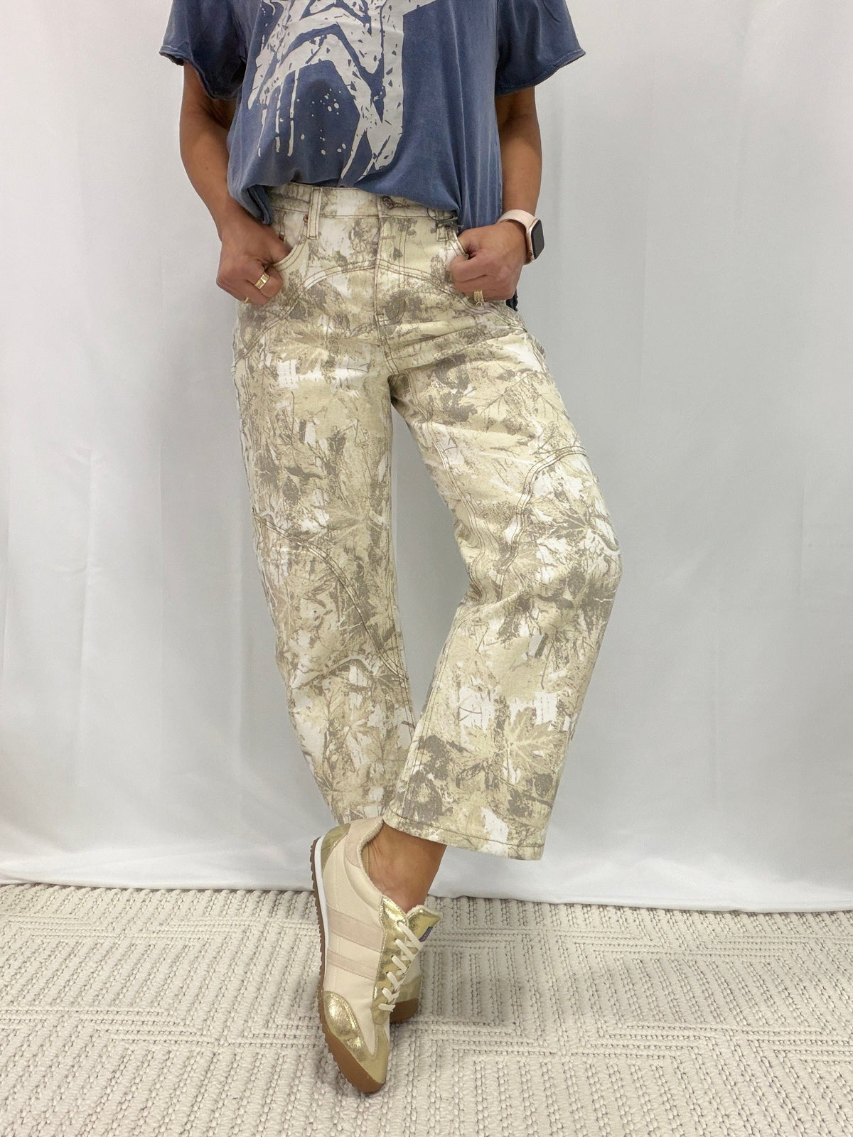 Having A Great Time High Rise Barrel Jeans In Sand