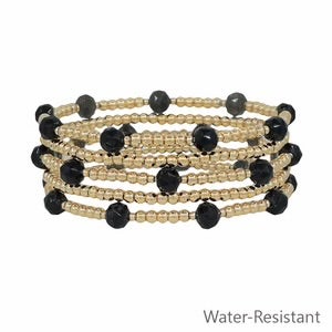 Set Of 5 Gold & Beaded Bracelets In 2 Colors *Final Sale*