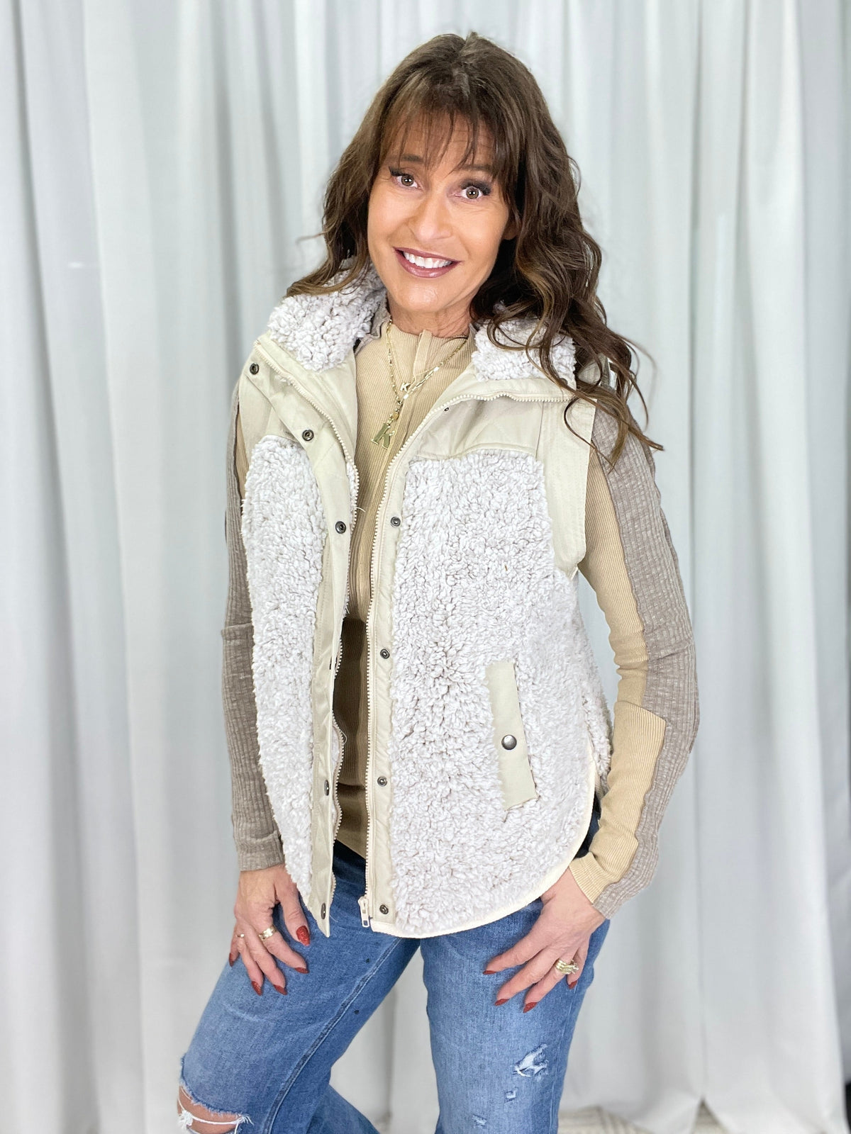 Oli & Hali Next Up Sherpa Button Down Vest *Final Sale*