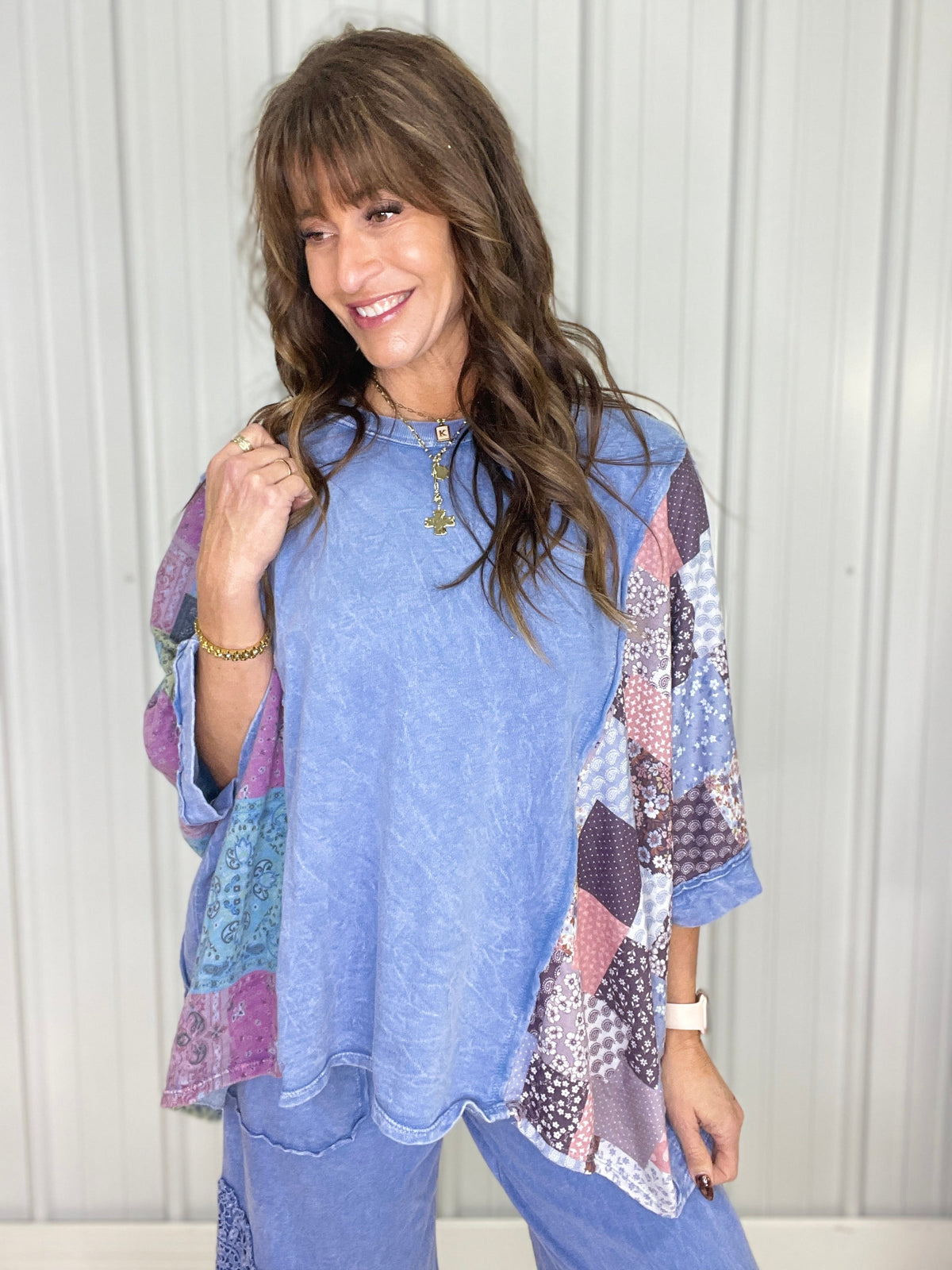 Boho Canyon Patchwork Poncho Top In 3 Colors
