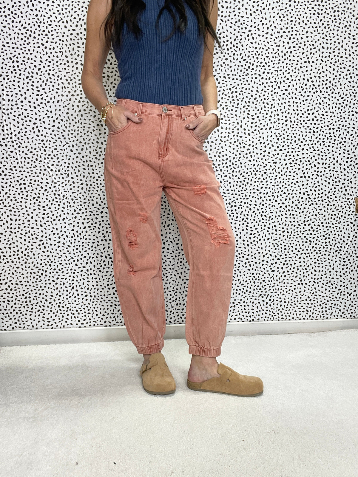 POL Check The Beat Distressed Jogger Pants In 3 Colors
