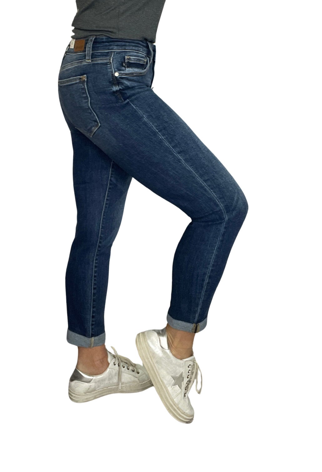 Judy Blue Lindie Midrise Cuffed Boyfriend Jeans - duplicate