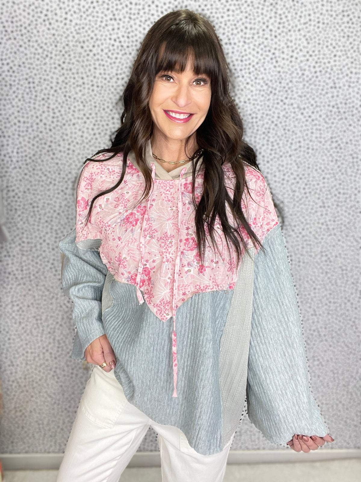 POL Higher Places Hooded Bell Sleeve Top In Grey *Final Sale*
