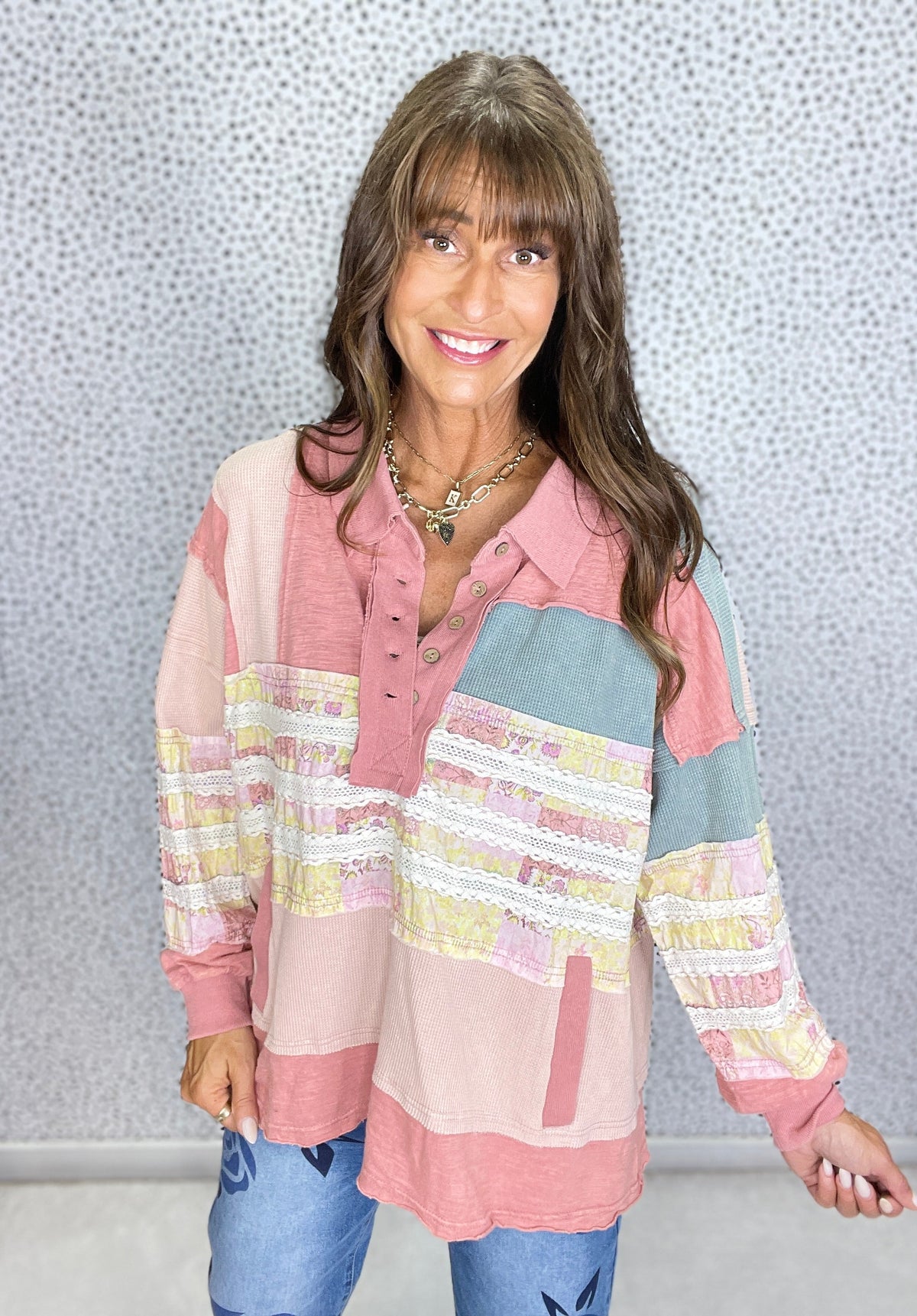 Oli & Hali Rose Meadow Patchwork Pullover *Final Sale*
