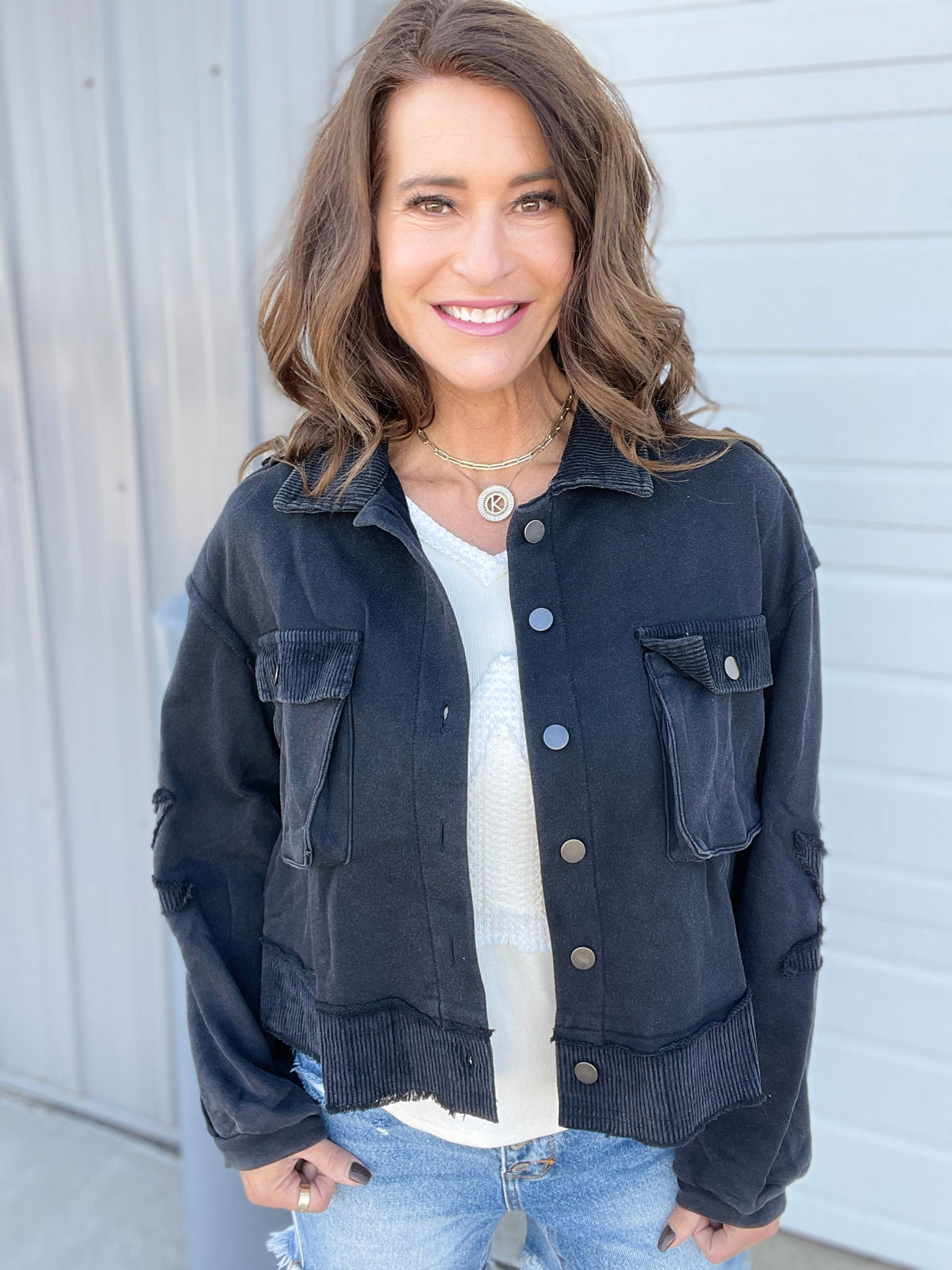 POL Starlight Glow Oversized Star Patch Jacket In 3 Colors *Final Sale*