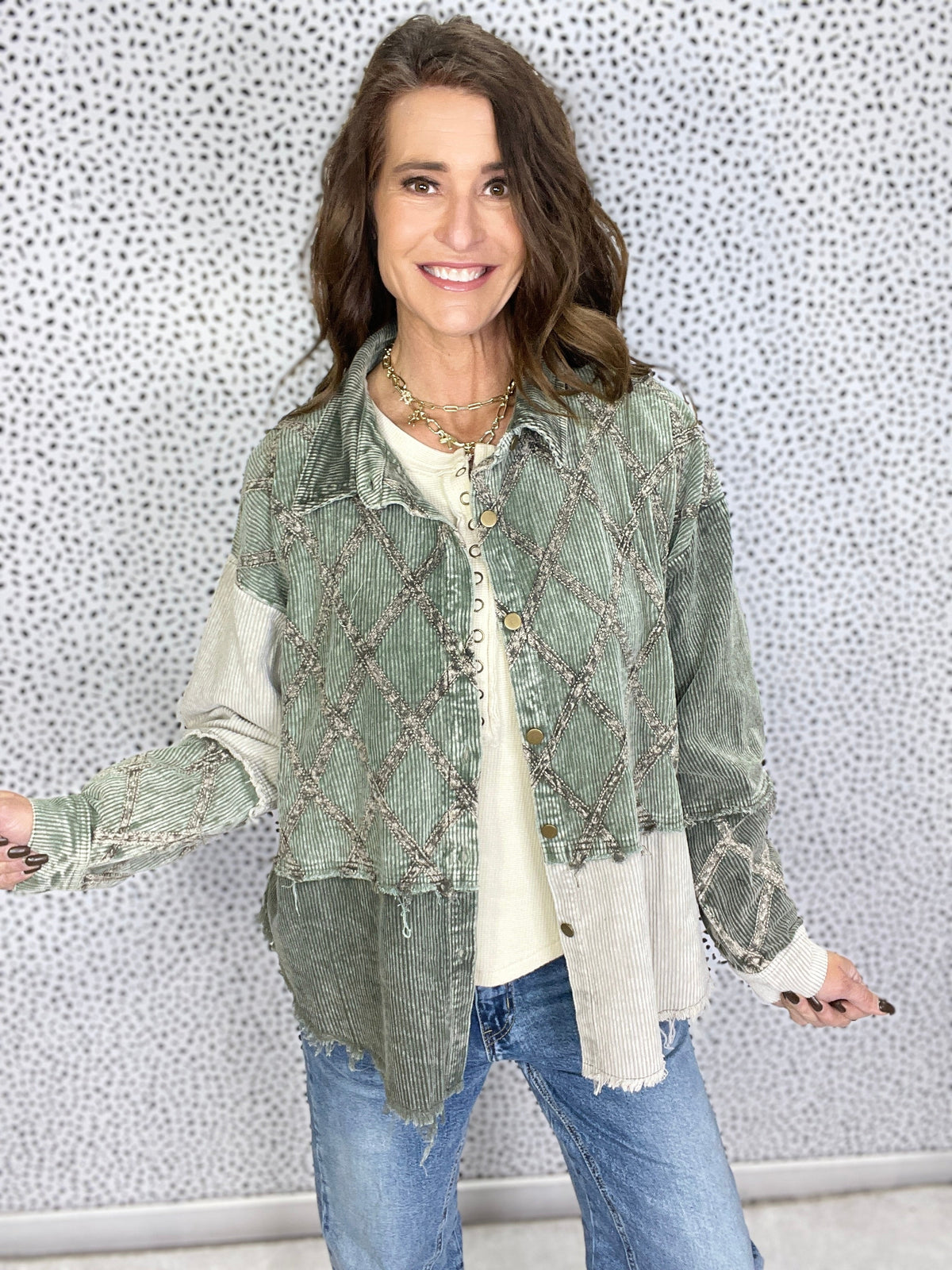 Oli & Hali One Place I Want To Be Color Block Corduroy Shacket In 2 Colors *Final Sale*