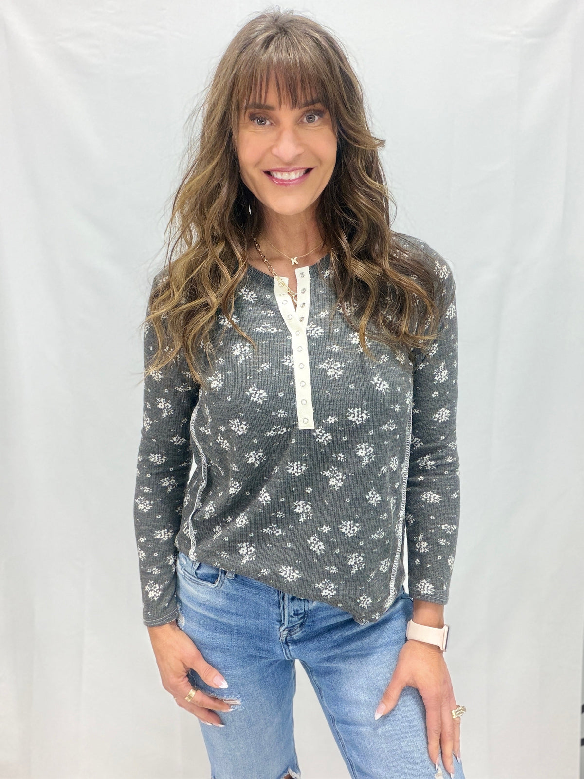 Wildflower Button Long Sleeve Top *Final Sale*