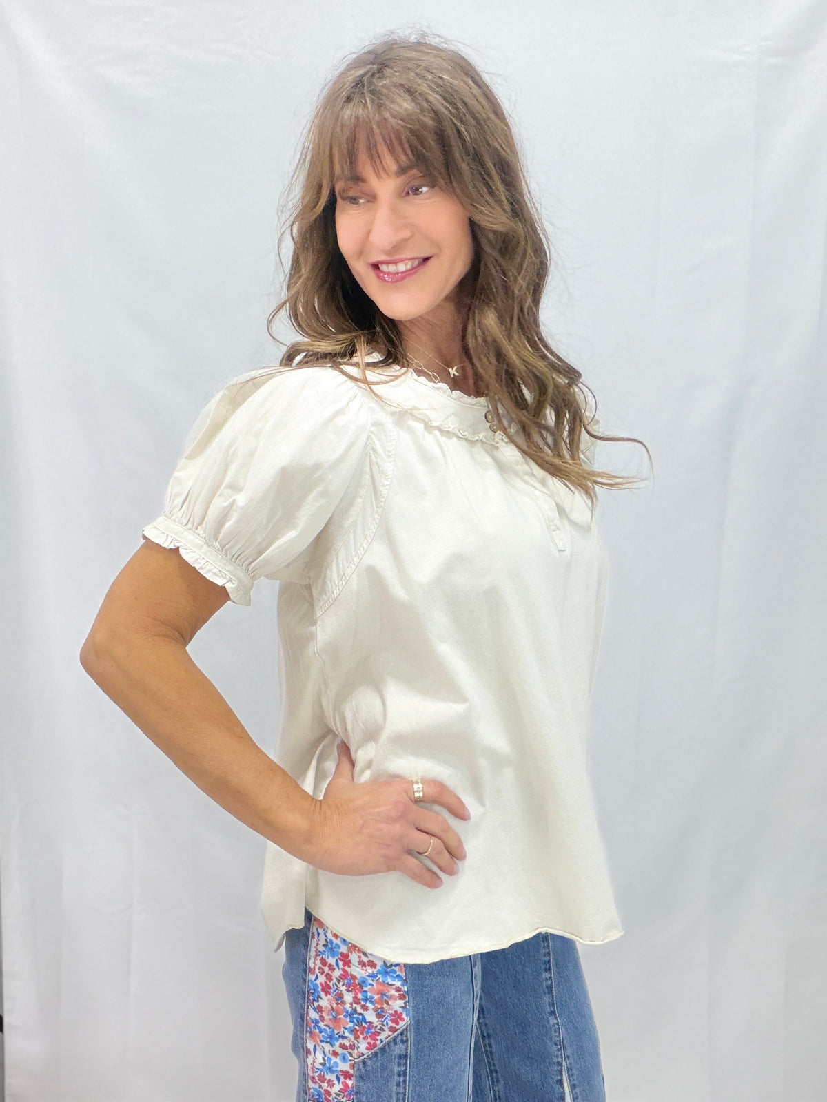 Ruffle Mineral Wash Top In 2 Colors