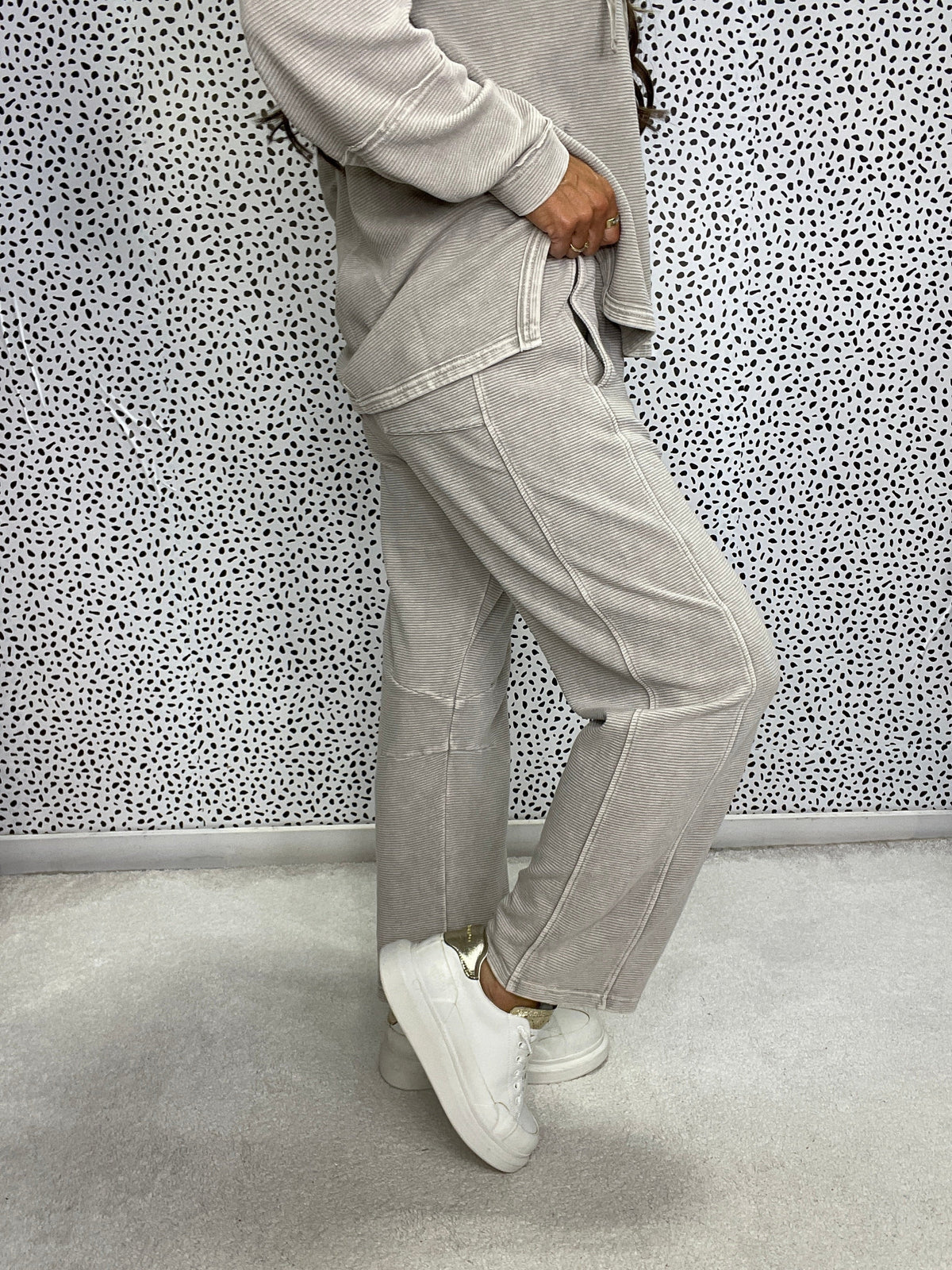 Circled Up Textured Rib Terry Pants In 2 Colors *Final Sale*