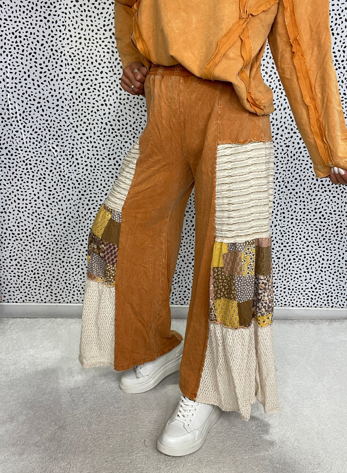 Risky Business Patchwork Boho Tiered Pants In 2 Colors
