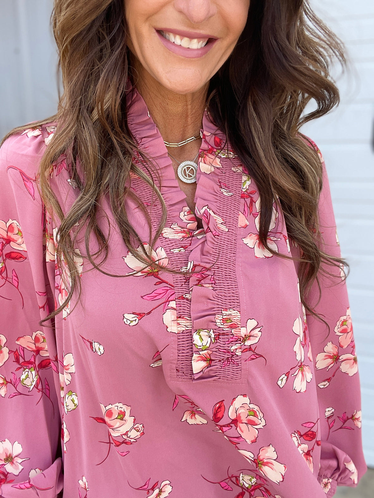 Beautiful Bliss Printed Woven Blouse In 2 Colors: Rose, Expresso *Final Sale*