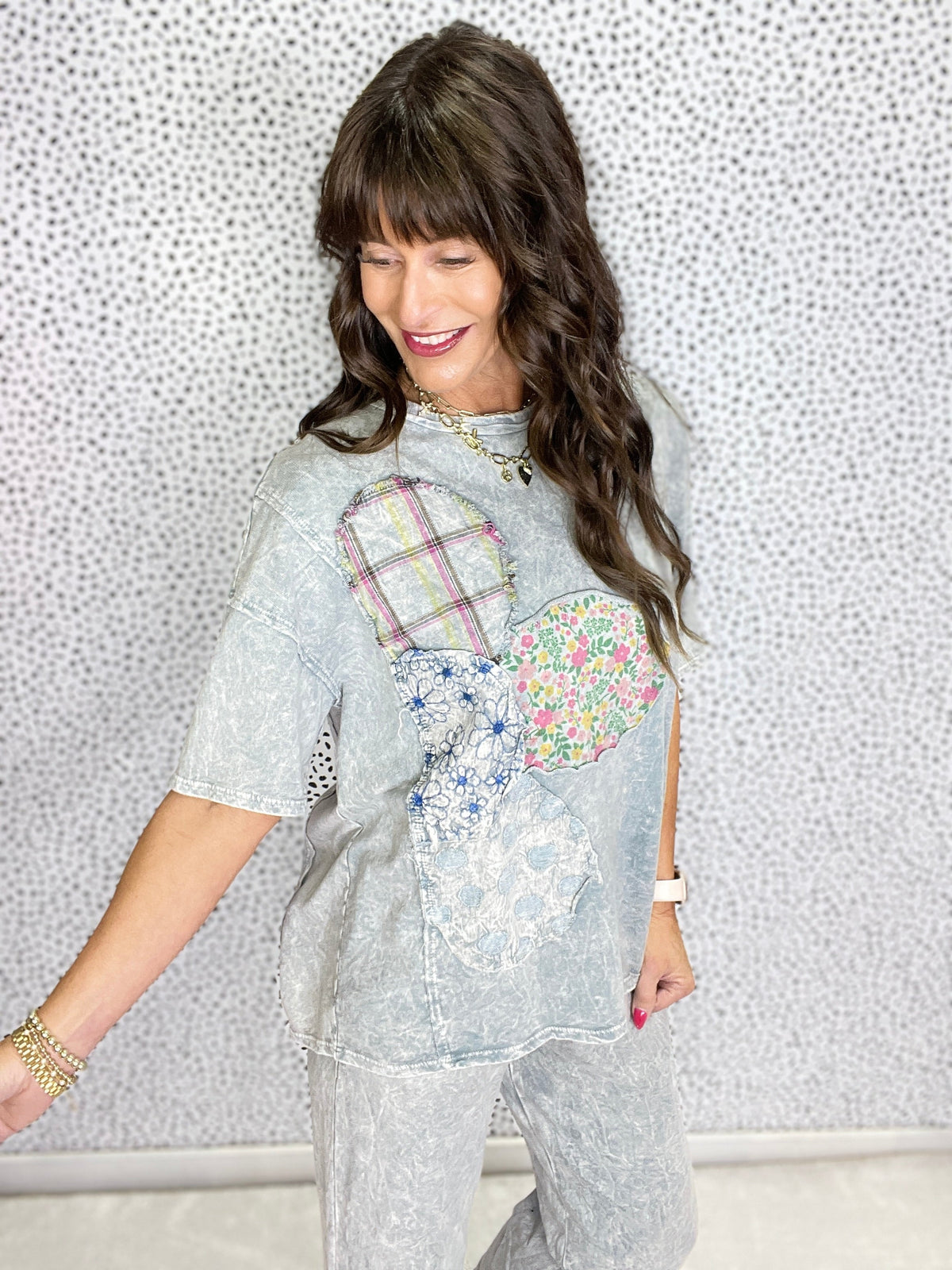 Tossing Petals Patched Flower Top In 2 Colors *Final Sale*