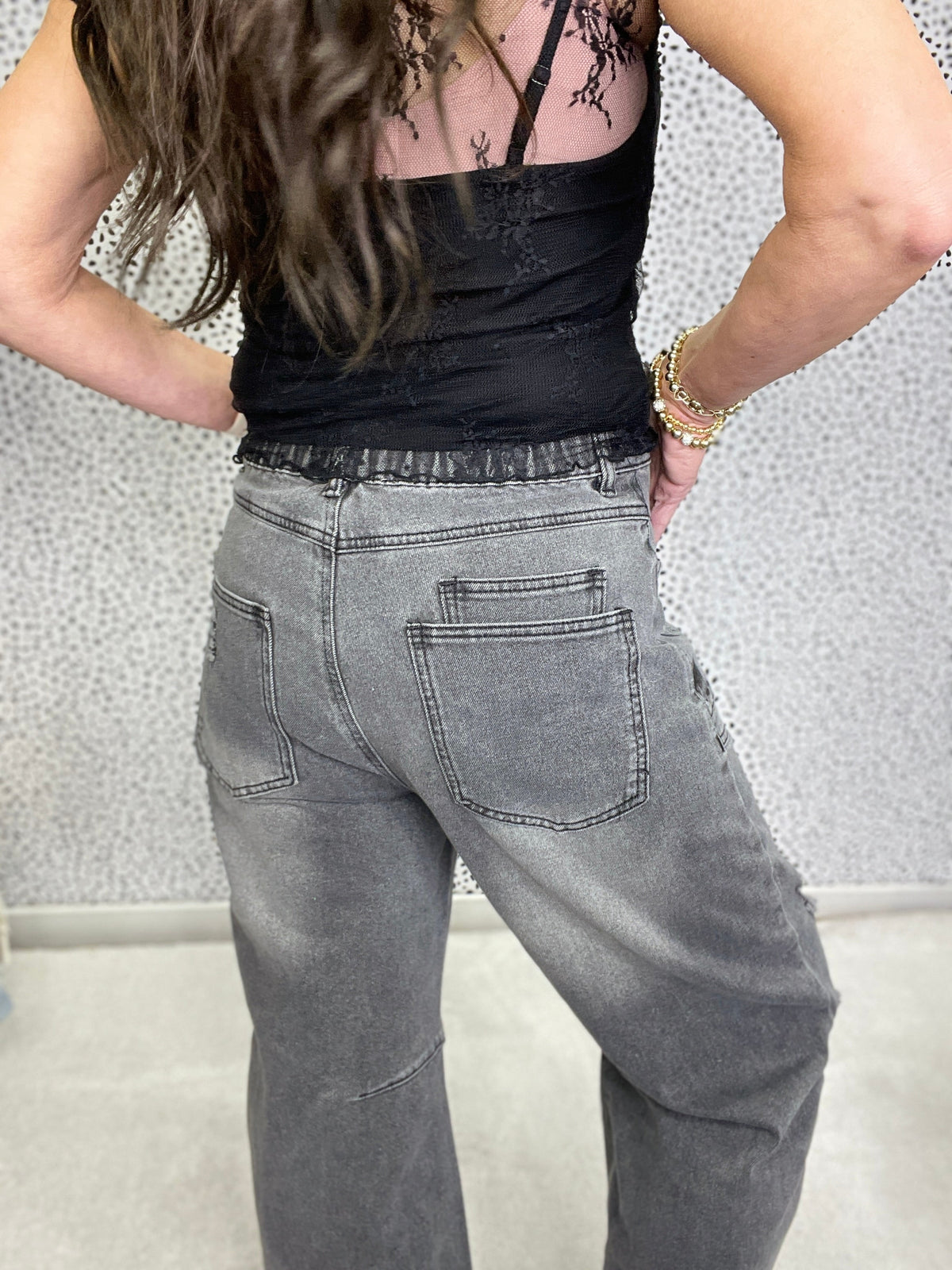 Lainey Washed Distressed Barrel Jeans 693 In 3 Colors
