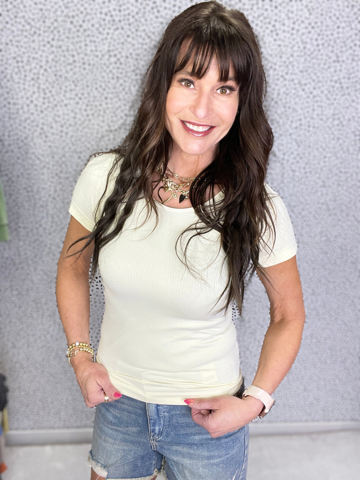 Everyday Great Scoop Neck Reversible Short Sleeve Top In Ten Colors