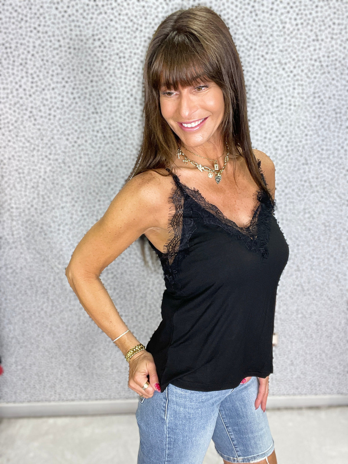 POL Luna Lace Trim Cami Tank Top In 4 Colors