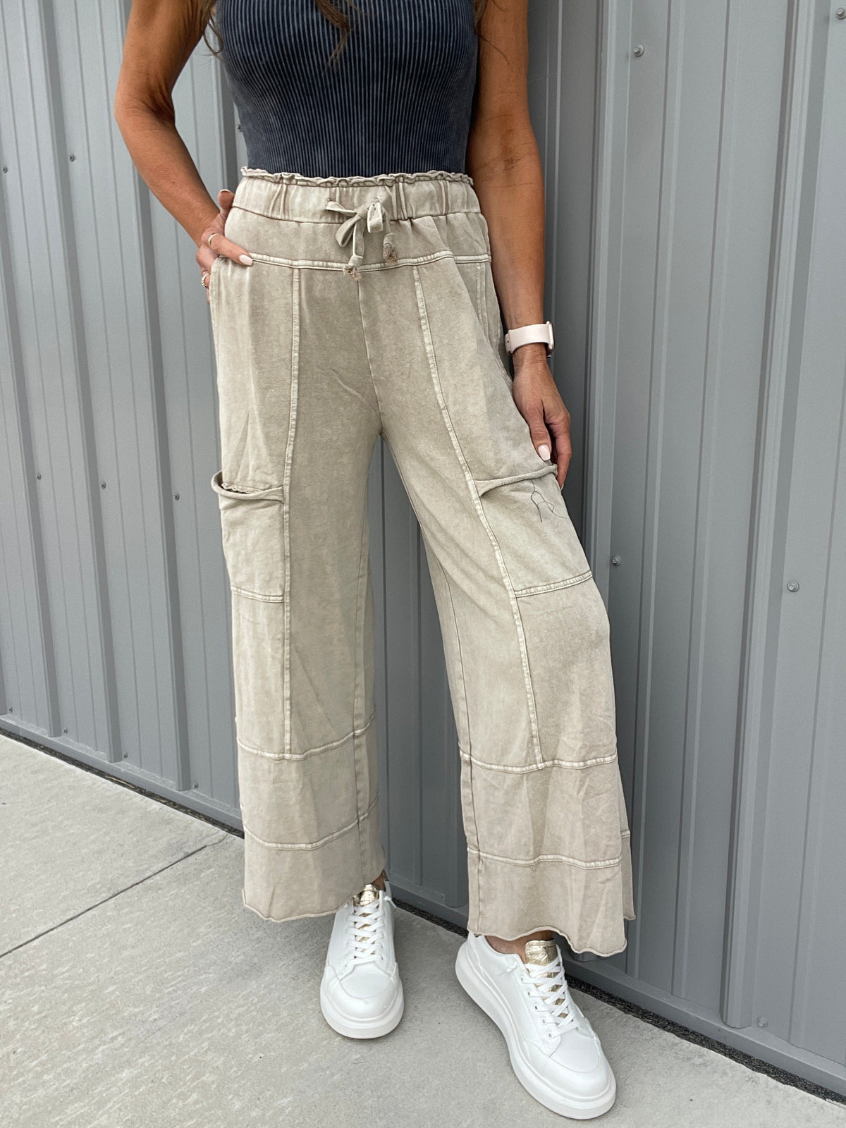 Get Going Mineral Washed Knit Crop Pants In 11 Colors *Final Sale*