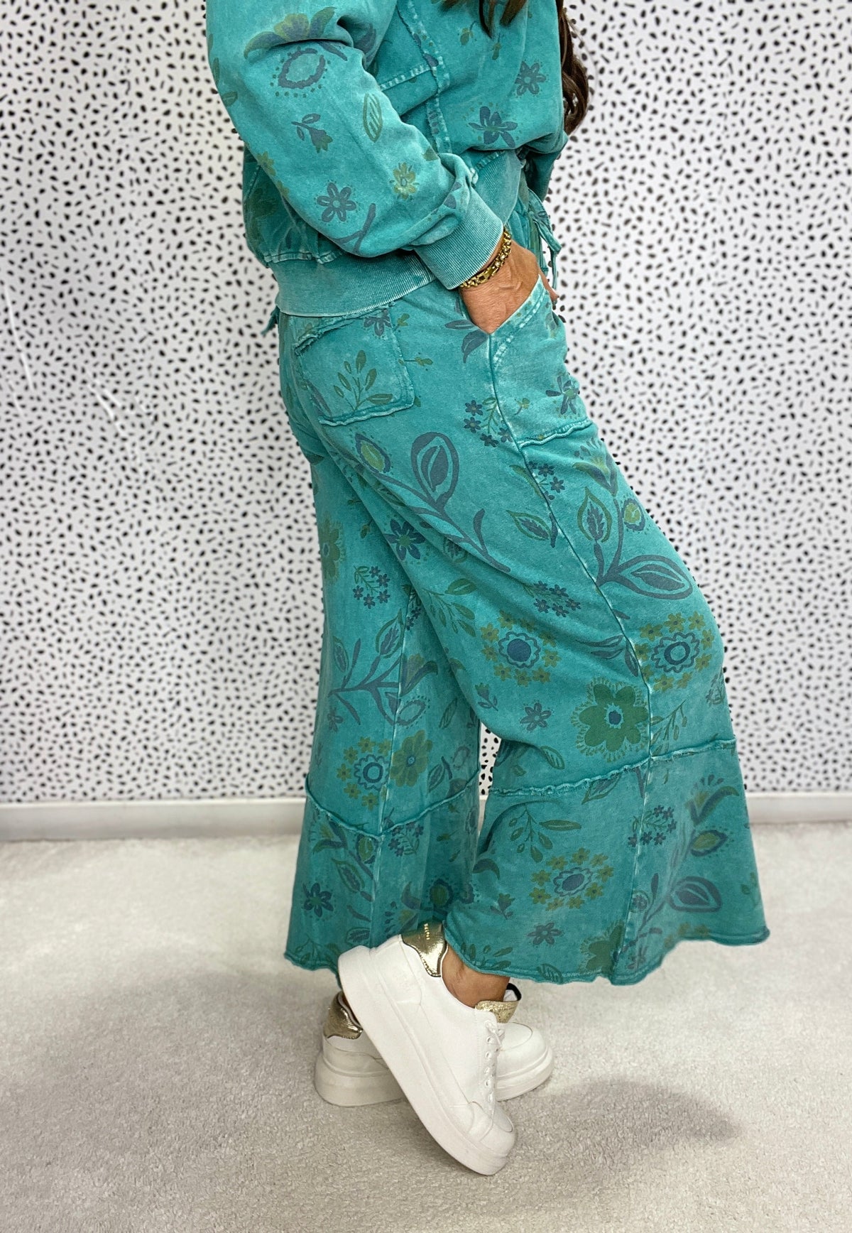 Find My Way Floral Print Terry Pants In 3 Colors