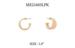 Acrylic With Gold Band 1" Hoop Earrings In 3 Colors *Final Sale*
