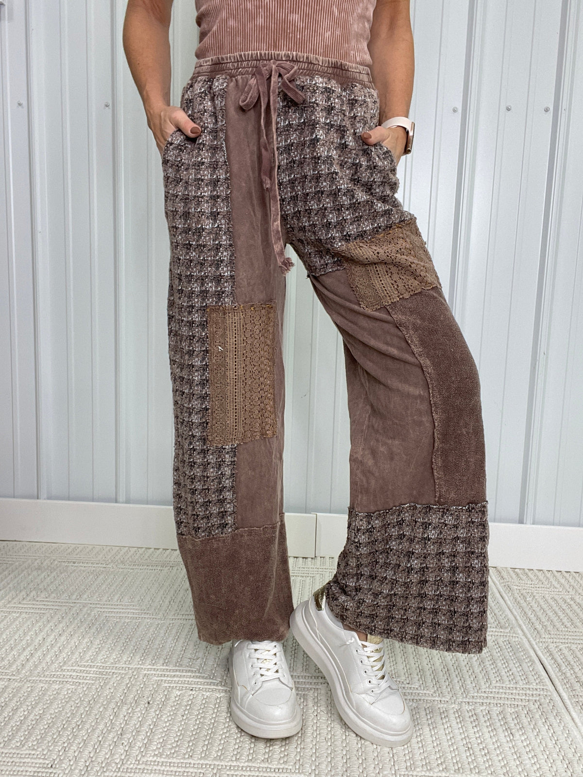 Time And Again Patch Lace Detail Pants In 2 Colors