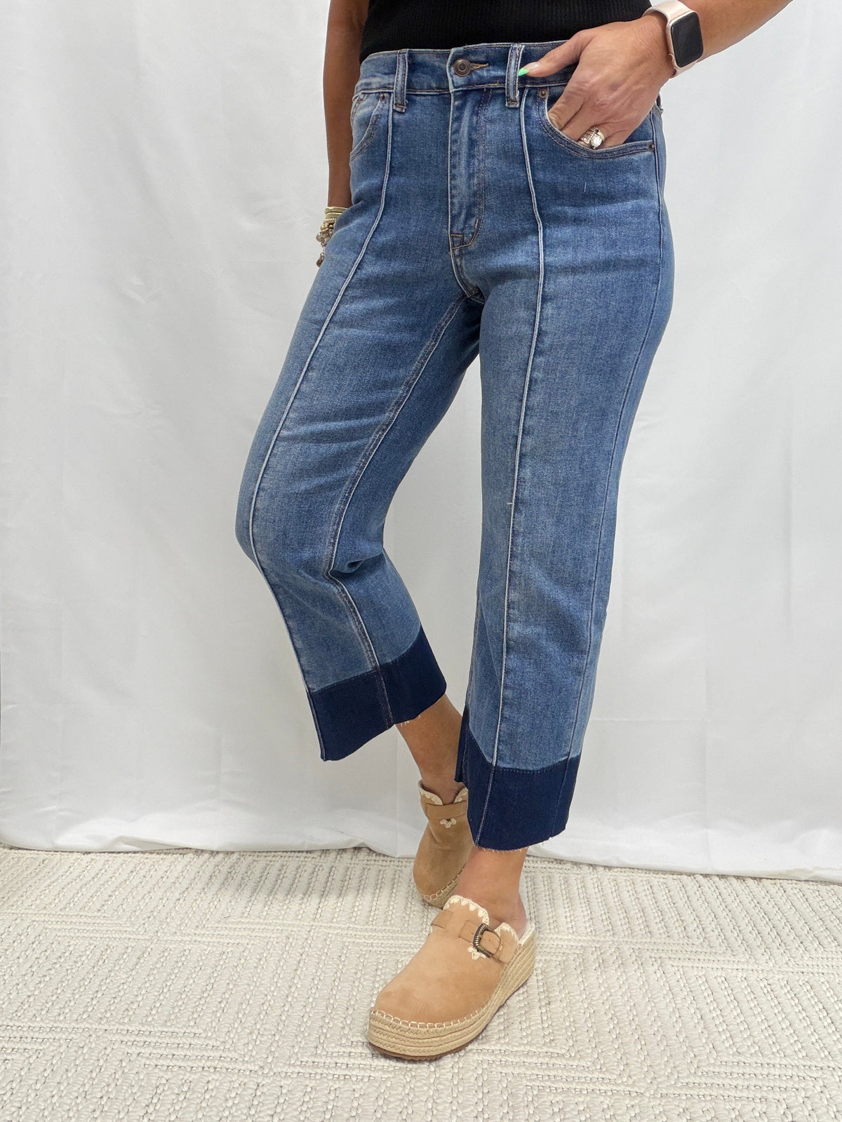 City Contrast Straight Leg Denim