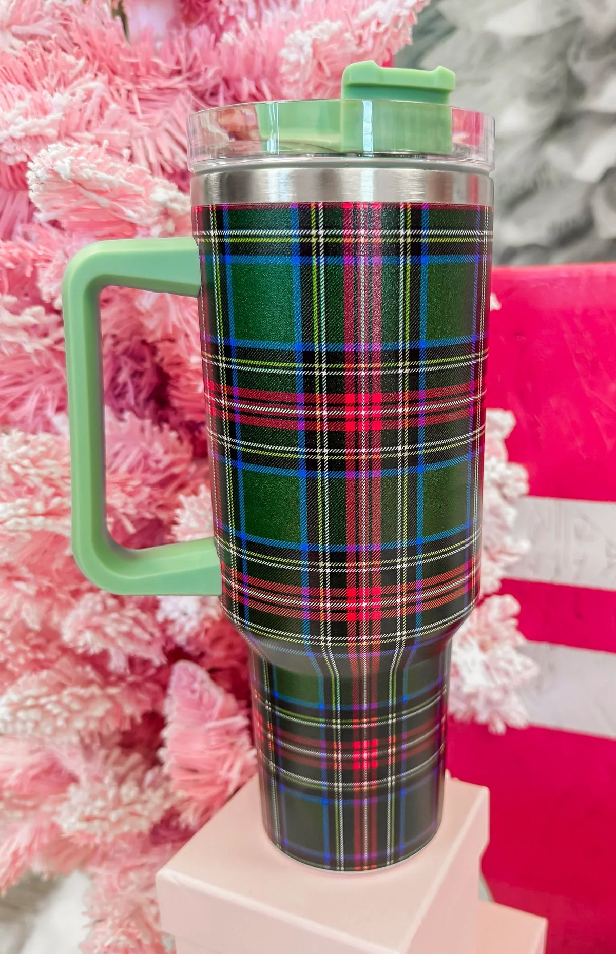 Holiday Plaid 40oz Tumbler In 3 Colors