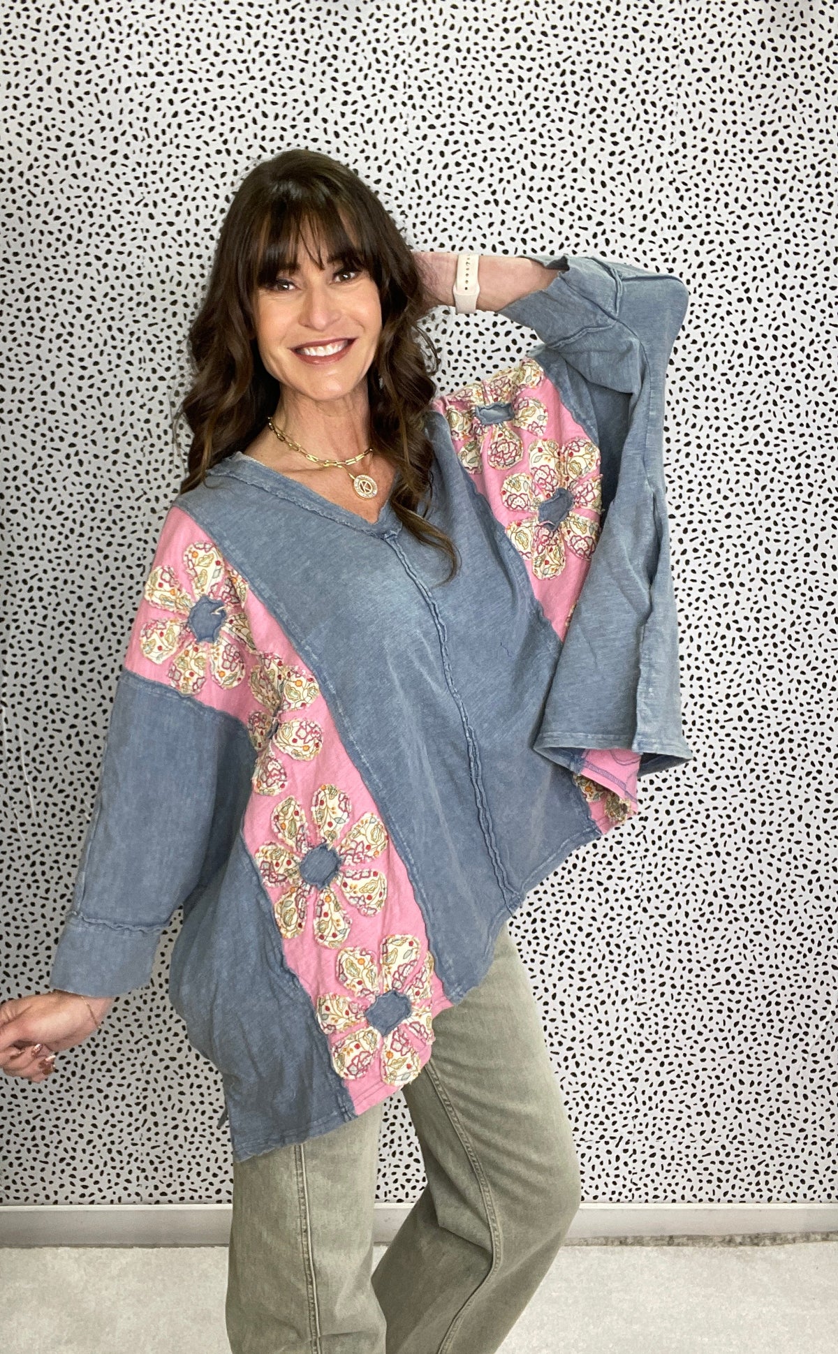Groovy Petals Flower Patch Drop Shoulder Top In 2 Colors *Final Sale*