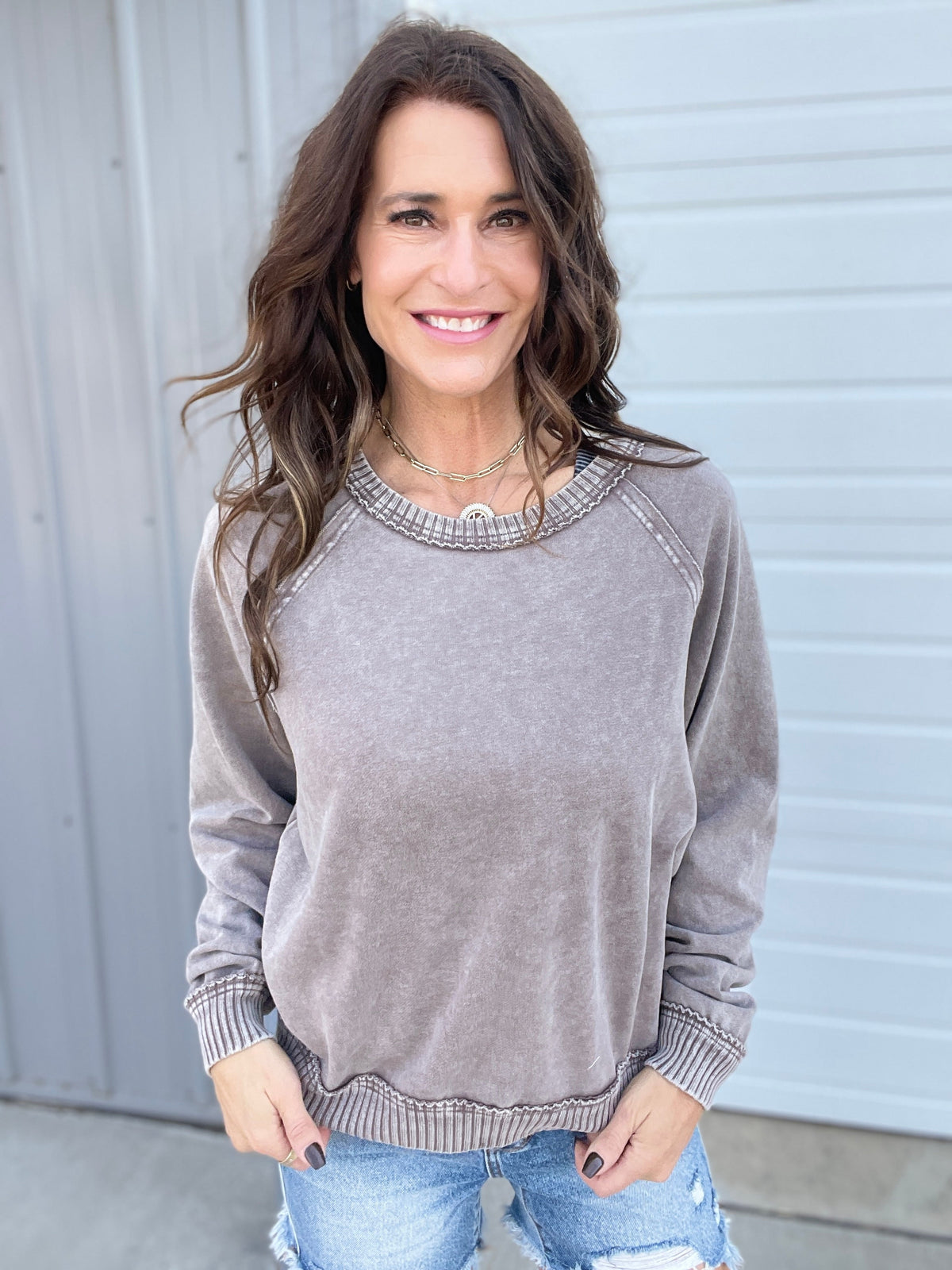 Wait For You Mineral Washed Pullover In 3 Colors: Camel, Olive, Mocha *Final Sale*