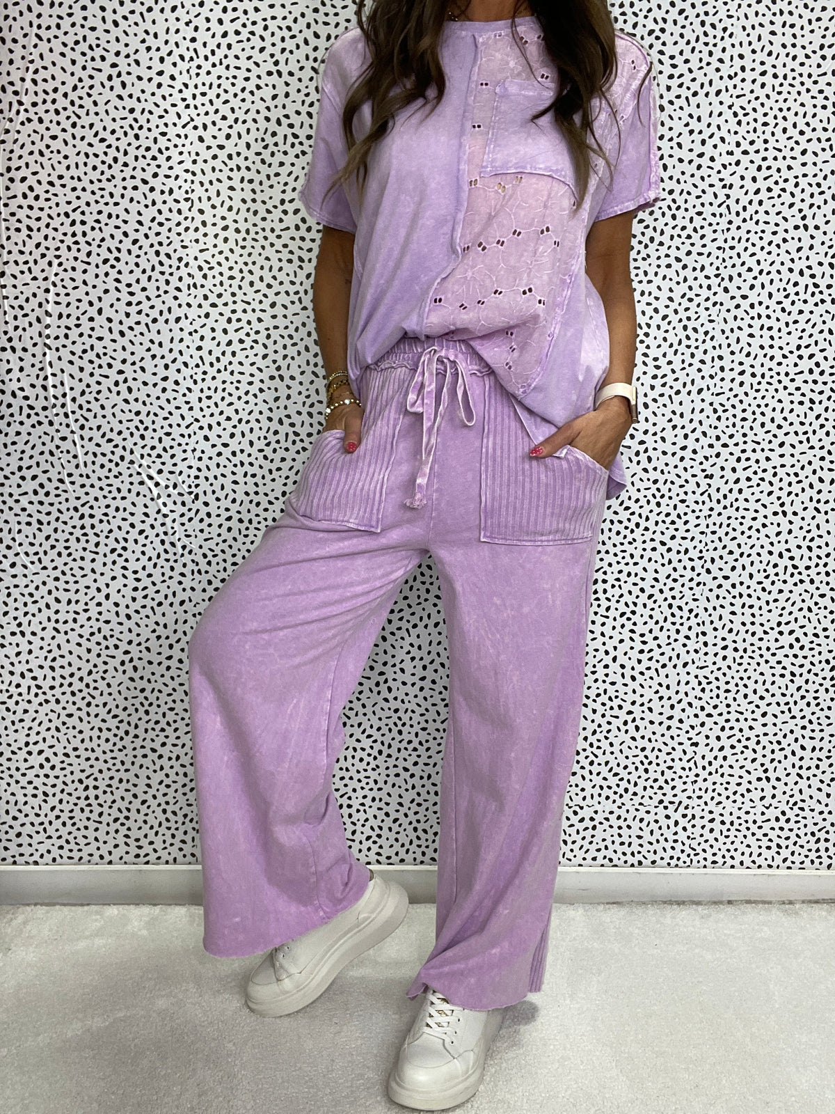 Lucky Lady Ribbed Accent Easy Mineral Wash Pants In 6 Colors