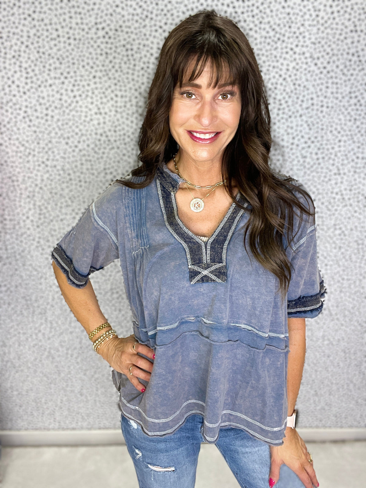 Oli & Hali Boho Spirit V-Neck Top In 2 Colors *Final Sale*