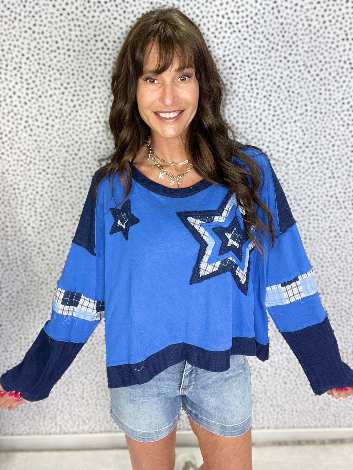 POL Celestial Patchwork Cropped Knit Top In 3 Colors *Final Sale*