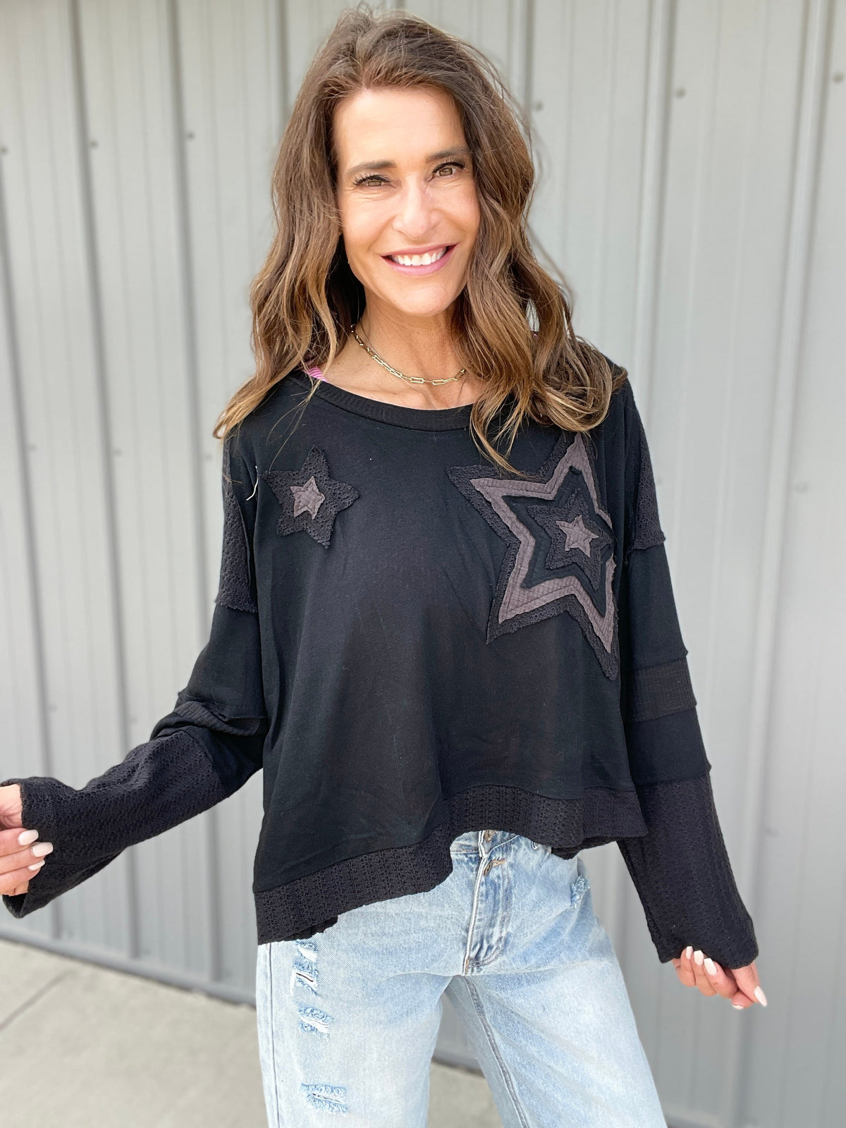 POL Celestial Patchwork Cropped Knit Top In 5 Colors *Final Sale*