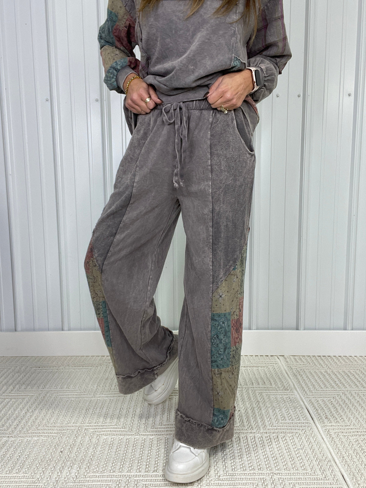 Patchwork Journey Wide Leg Pants in 2 Colors