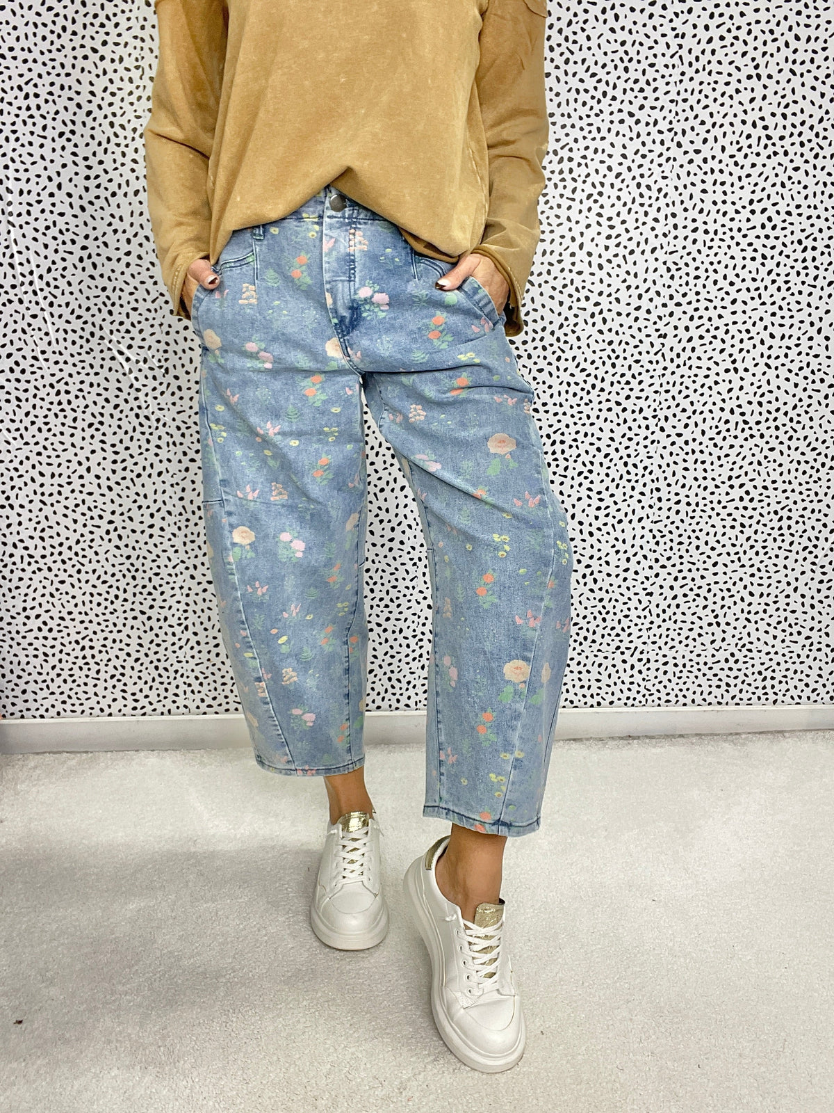 Garden Dream Floral Print Barrel Pants In 2 Colors