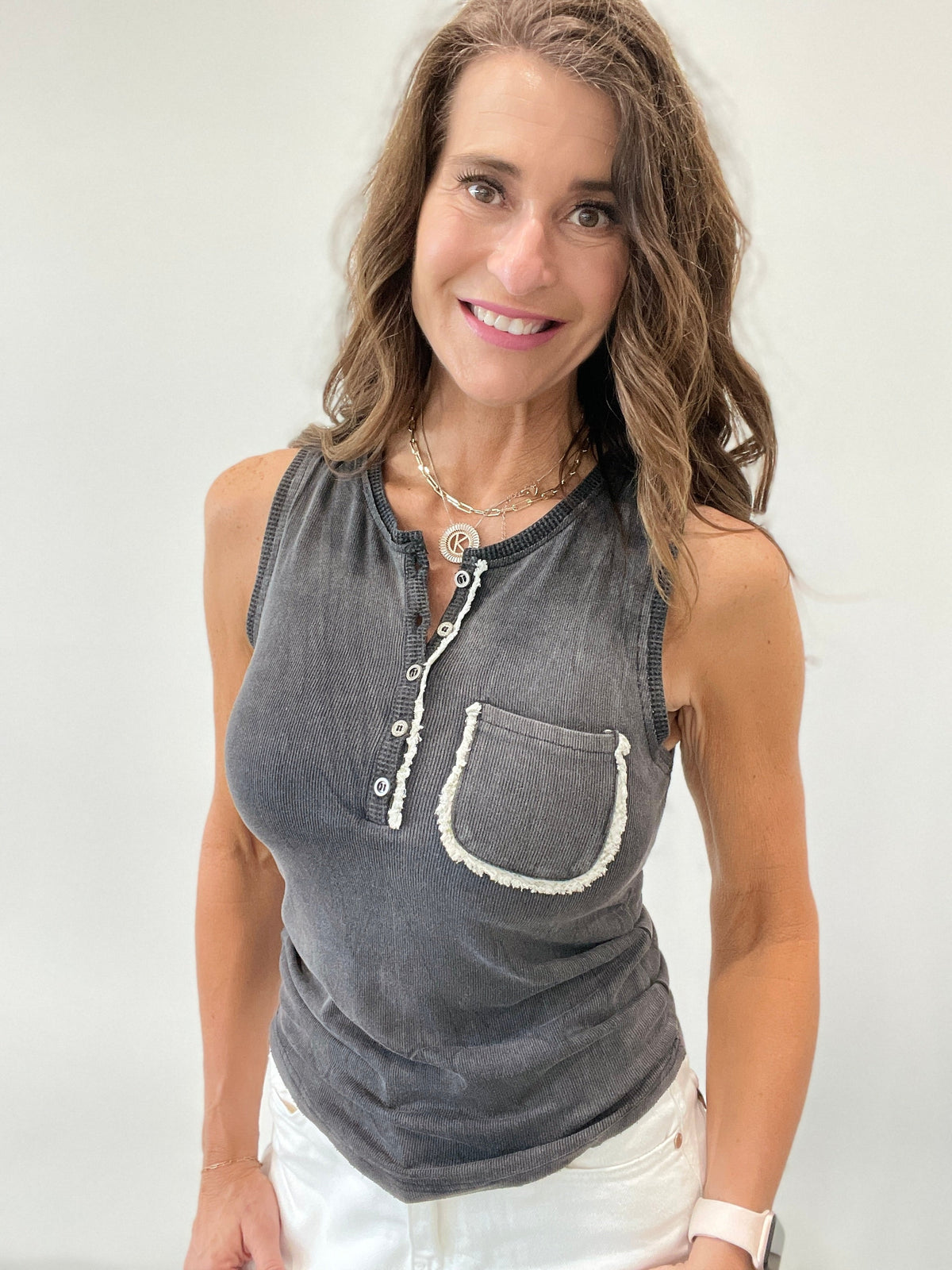 Pol All About The Pocket Tank Top In 4 Colors: Black, Yellow, Coral , Teal
