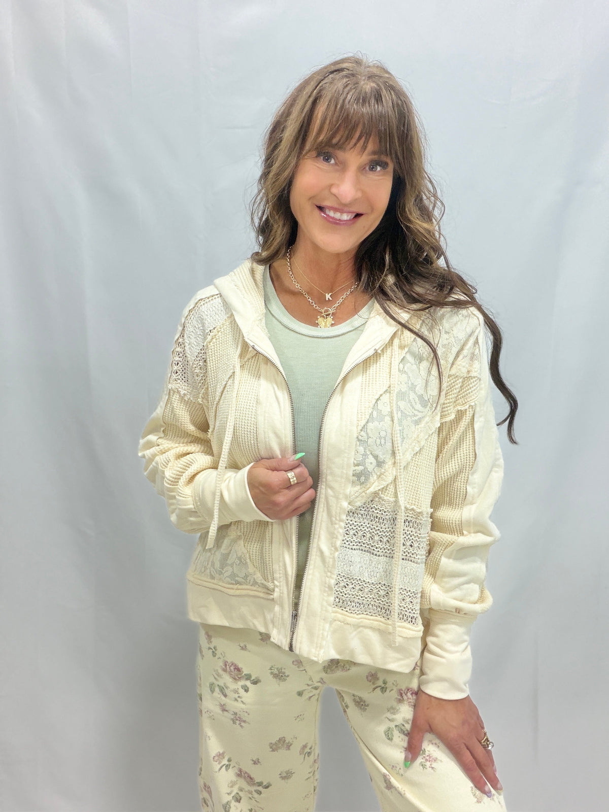Oli & Hali Delicate Dreams Washed Zip Up Jacket in 2 Colors