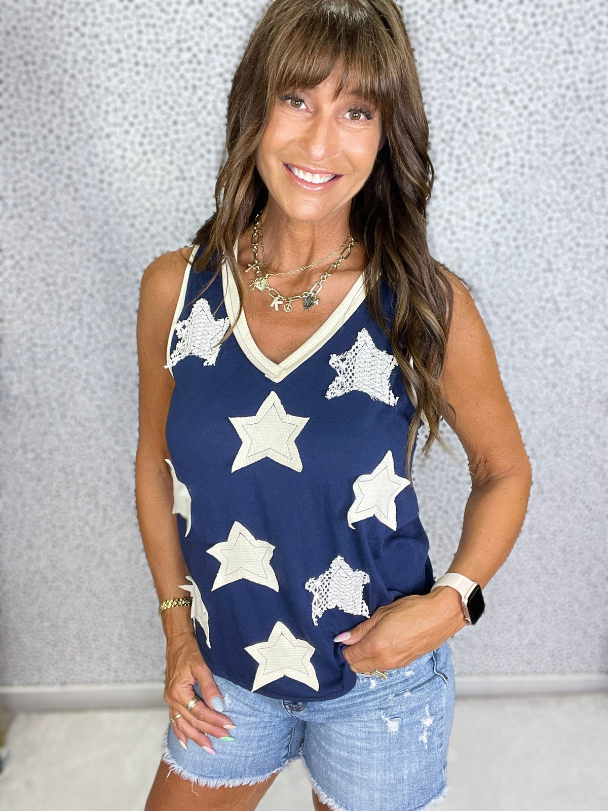 POL Stellar Dreams Star Patch Tank Top In 11 Colors