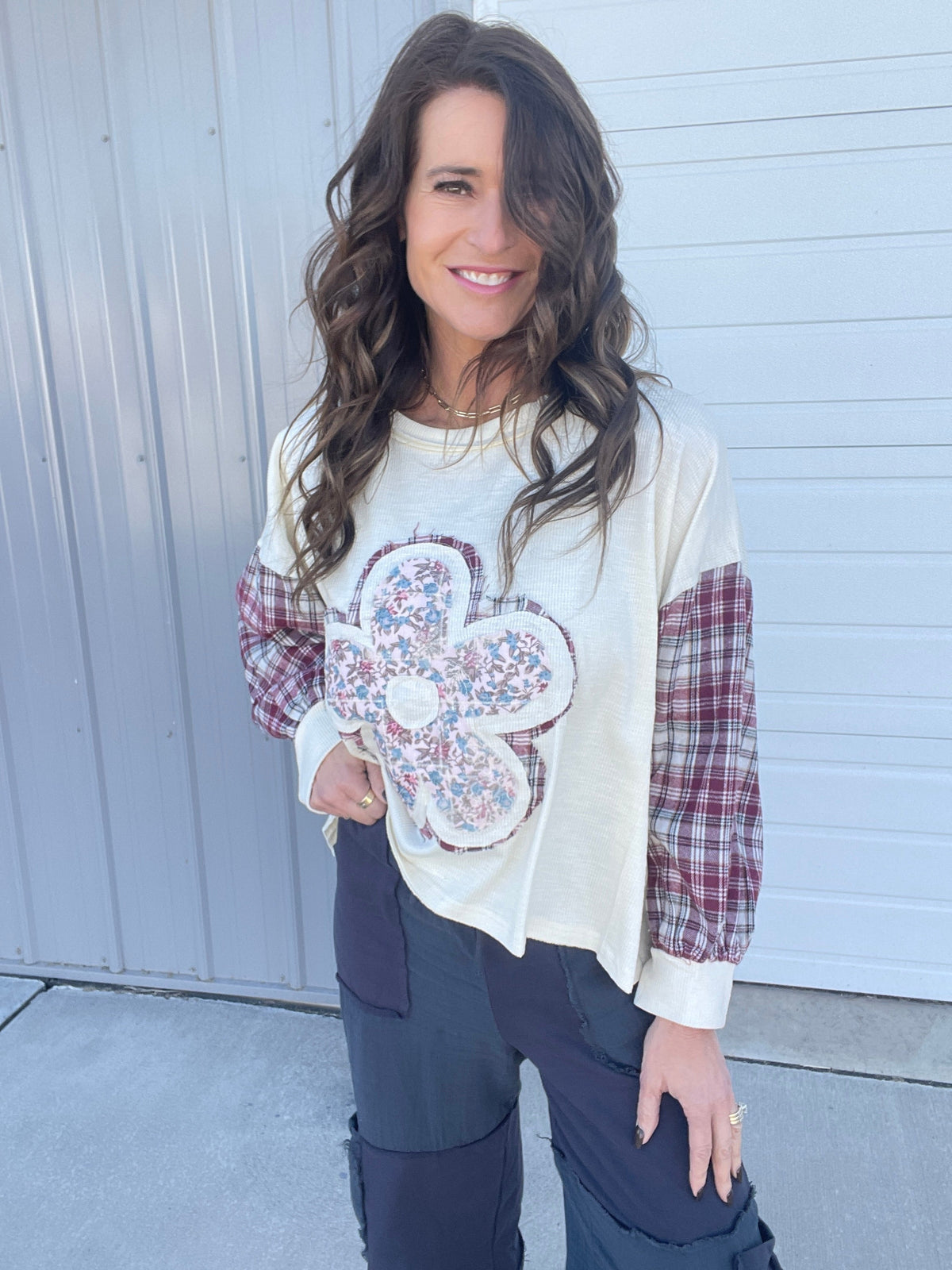 POL Rustic Bloom Knit Top In 4 Colors: Sage, Mocha, Rose *Final Sale*