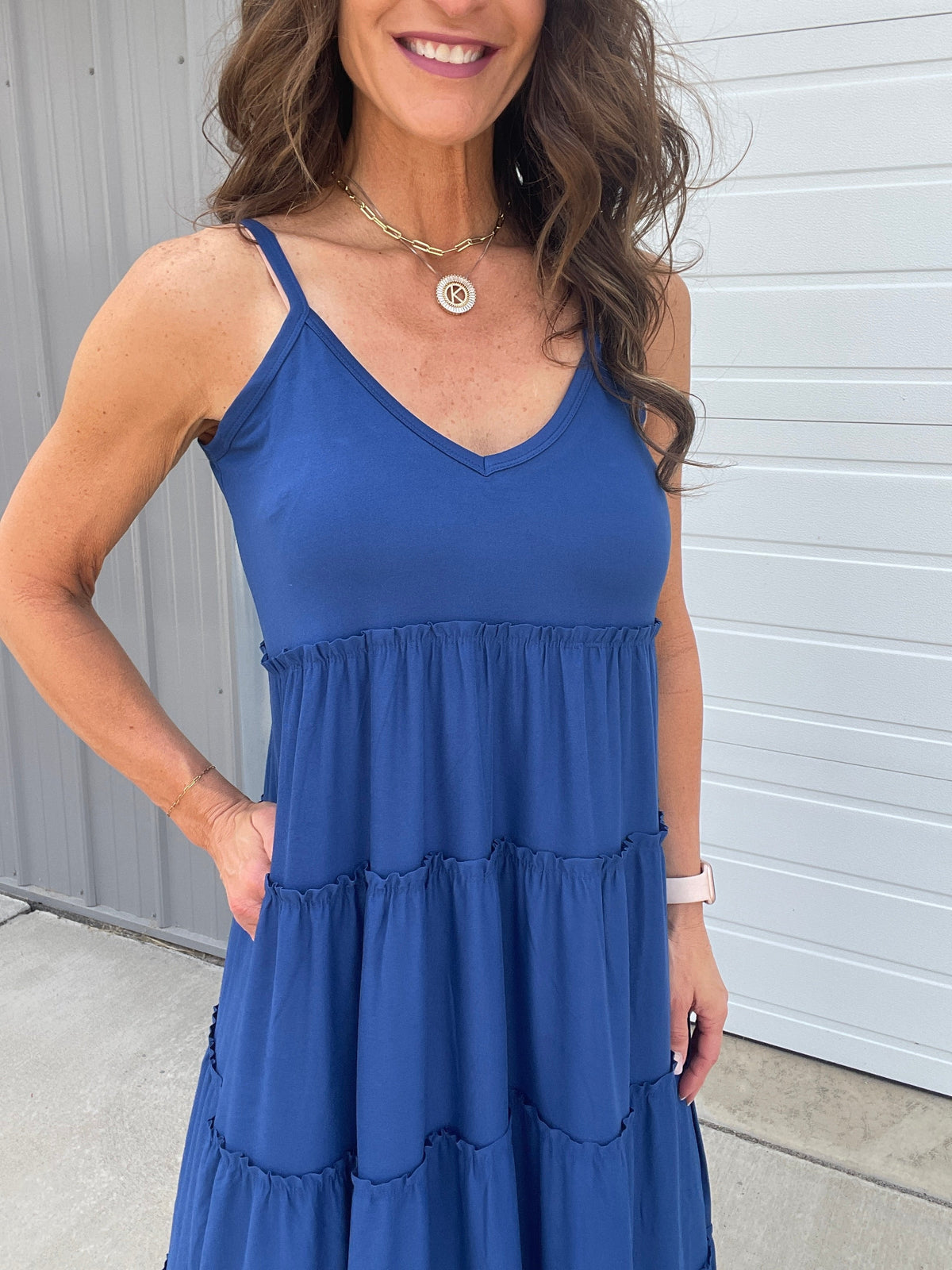 She's Got The Look Tiered Cami V Neck Adjustable Strap Maxi Dress In 4 Colors *Final Sale*